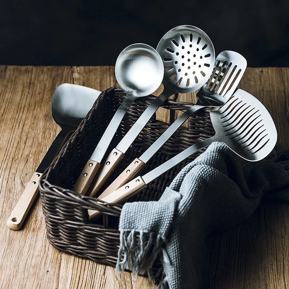 Küchenutensilien-Set im nordischen Stil, Edelstahl, antihaftbeschichtet, Pfannenwender, Löffel, Schöpflöffel, Sieb, Skimmer, Küchengeschirr, Werkzeug-Set für Kochgeschirr
