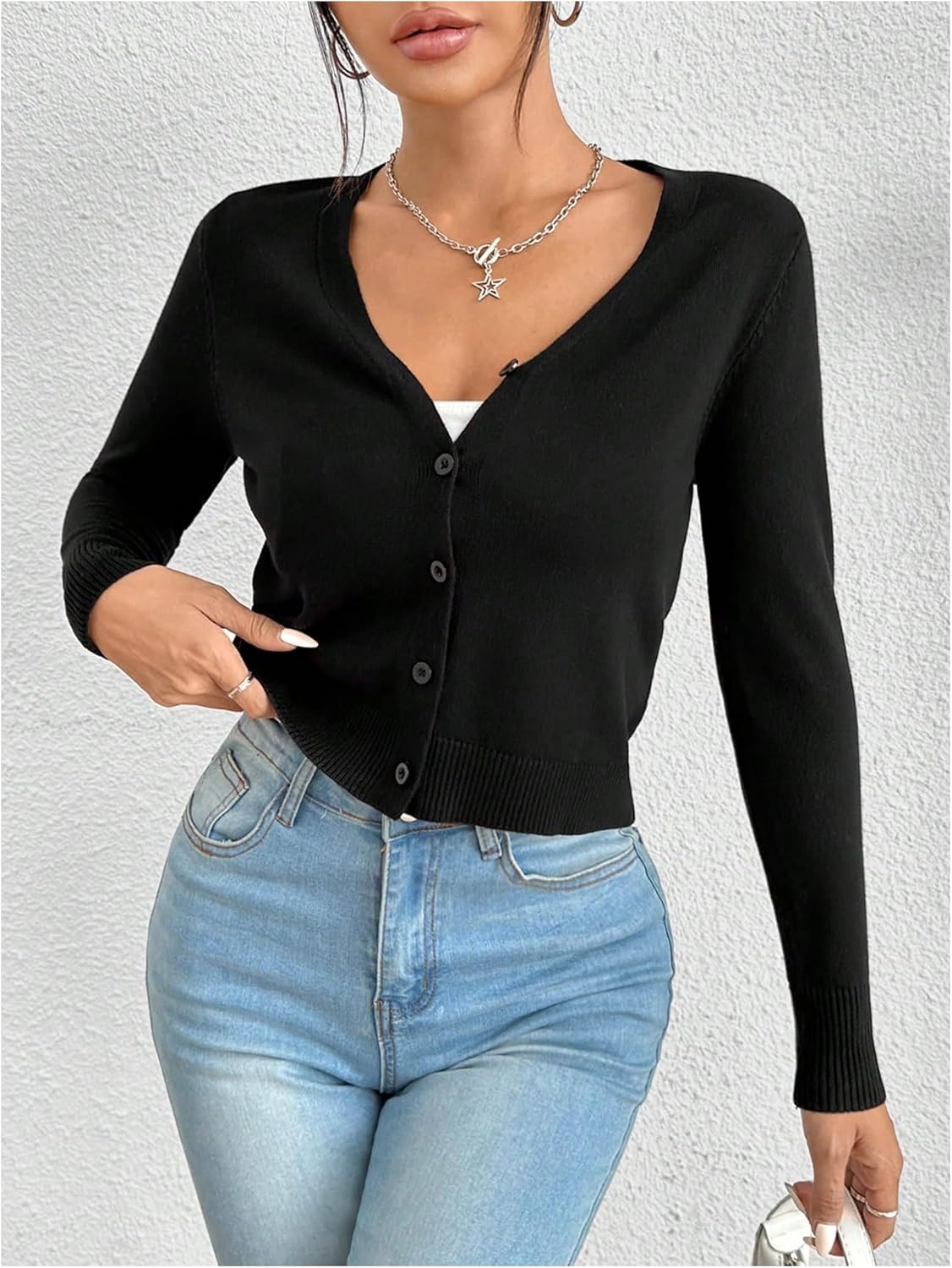SHENHE Women's Button Up V Neck Cardigan Lightweight Long Sleeve Soft Knit Sweater Cardigan - Image 5