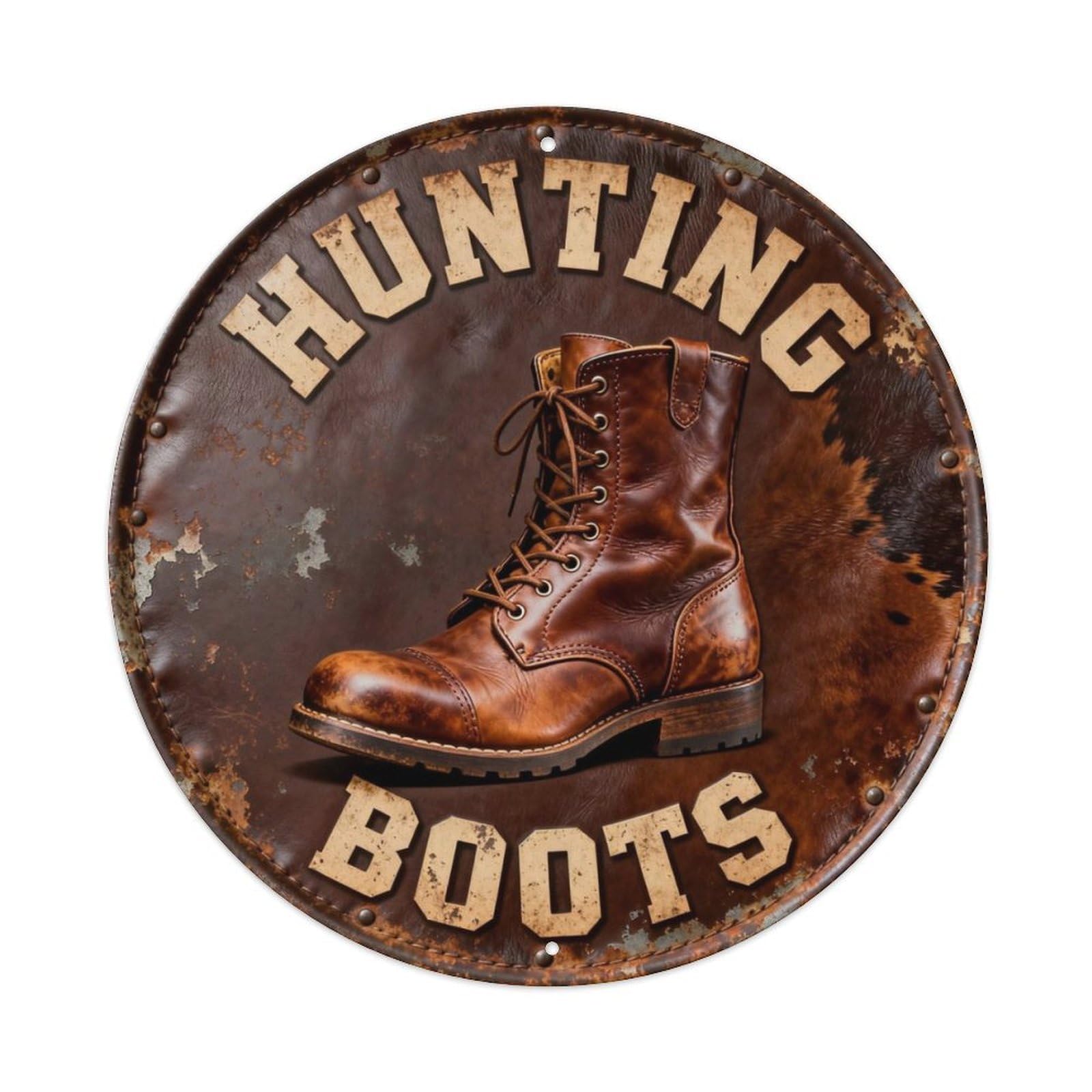 Hunting Boots Metal Tin Sign Plaque