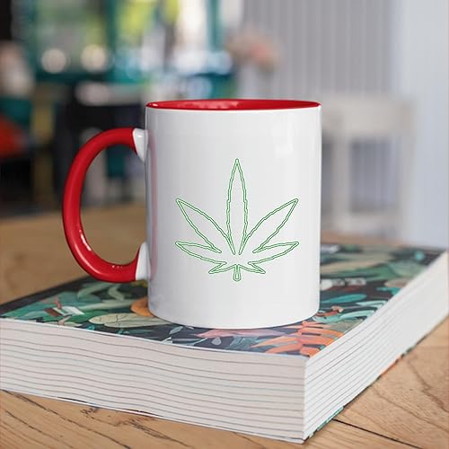 Miniatura 4 de Neon Marihuana Leaf Design Gift for Cannabis Lovers Sweas 11oz 15oz Inner Color Accent Mug