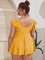 Vista 2 de MakeMeChic Traje de baño tankini de dos piezas con mangas con volantes para mujer