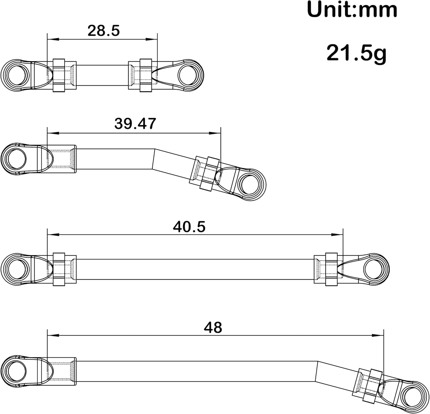 MEUS Racing SCX24 Links Metal High Clearance Chassis Links & Steering Links Set for Axial SCX24 C10 Bronco Wrangler 1/24 RC Crawler(Aluminum Alloy)
