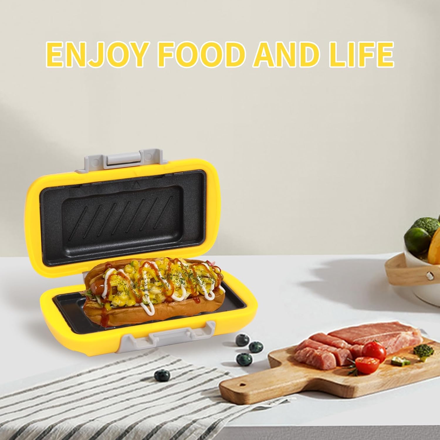 Small Microwave Toastie Sandwich Maker, Nonstick Plate Microwave Panini Grilled Cheese Maker, Versatile Wireless Toaster Hot Dog, Dishwasher Safe, Fast Cooking for Breakfast, Snacks, Yellow