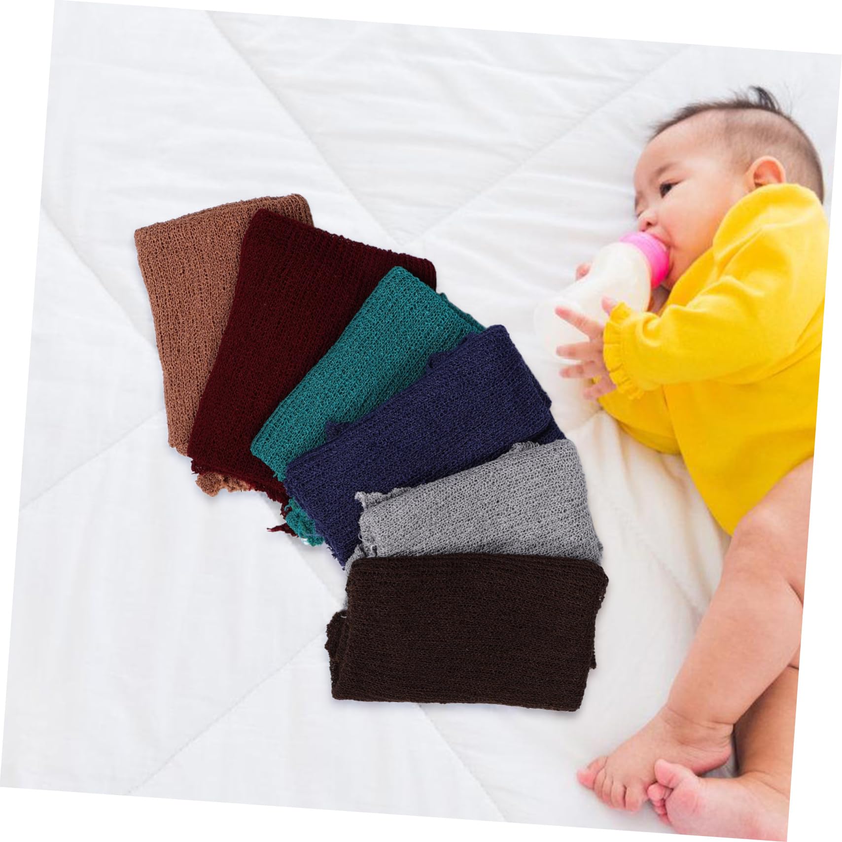UPKOCH Manta para Envolver a Recién Nacidos Elástica 6 Piezas | Acrílico Suave, para Sesiones de Fotos y Guardería, Bebés Niños y Niñas