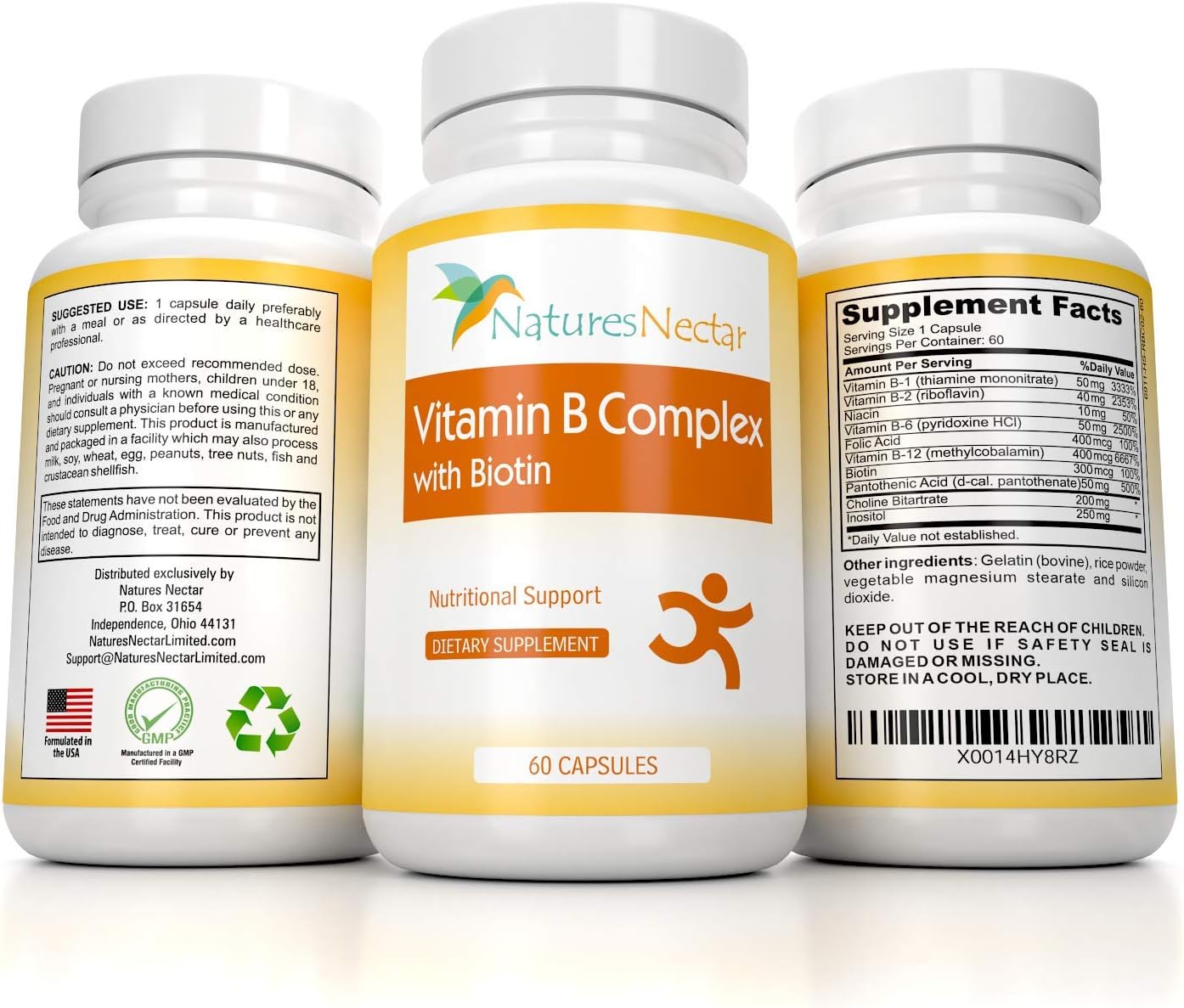 Vitamin B Complex Capsules - This Organic Bcomplex Vitamin Contains a Full Range of B Vitamins to Help Reduce Stress Plus Provide Raw Energy Throughout The Day B-Complex is a Great Basic Supplement