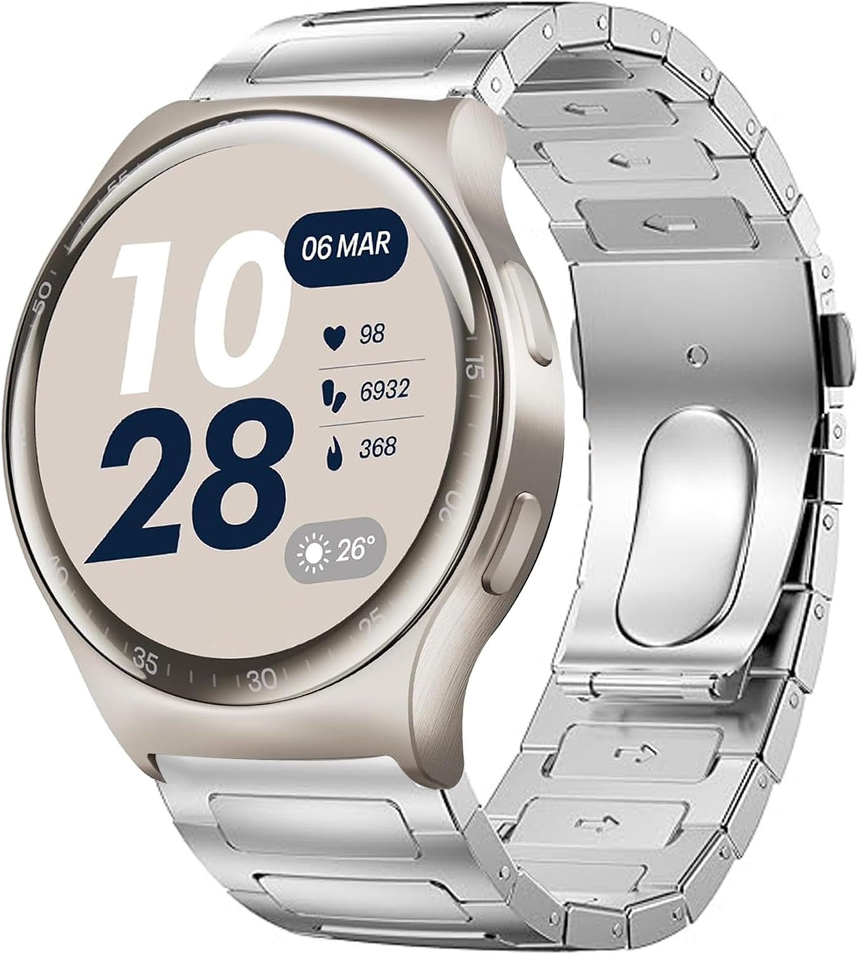 Compatible with Reebok Pulse Smartwatch Bands, Lamshaw Quick Release Stainless Steel Metal Strap with Folding Clasp Replacement Band Compatible with Reebok Pulse Smartwatch