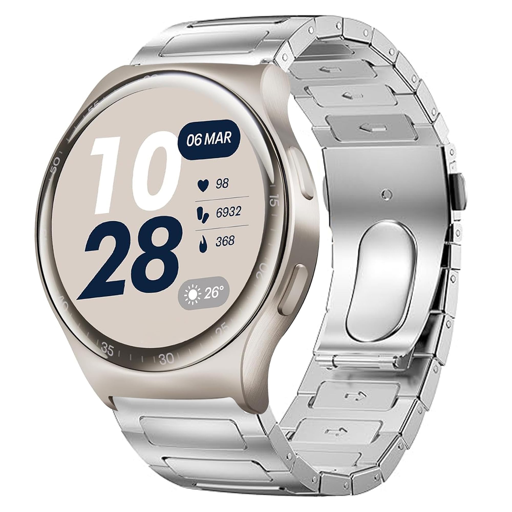 Compatible with Reebok Pulse Smartwatch Bands, Lamshaw Quick Release Stainless Steel Metal Strap with Folding Clasp Replacement Band Compatible with Reebok Pulse Smartwatch