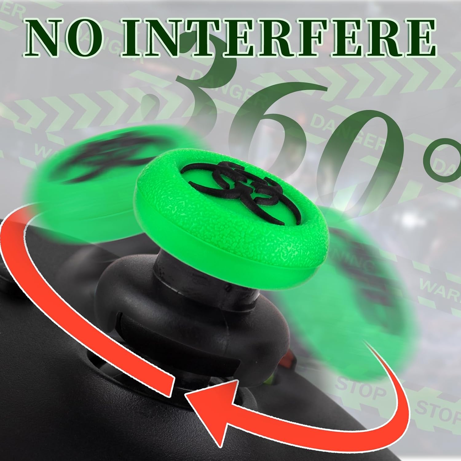 FPS Thumbstick Extender & 3D Texture Rubber Silicone Grip Cover 2 Sets for Xbox Series X/S & Xbox One Controller(BioH Green)