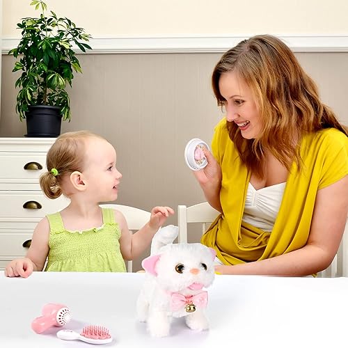 Miniatura 7 de WorWoder Gatos interactivos electrónicos de felpa que se mueven y maullan caminando, juguete interactivo realista robot gatito mascota lindo gatito