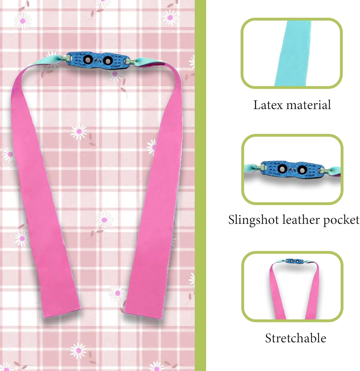 Powerful Rubber Bands with Flat Elastic Bands 4 Pieces Replacement Rubber 0.8mm Thick Rubber Bands for Outdoor Hunting Slingshot Accessories (Light Blue)