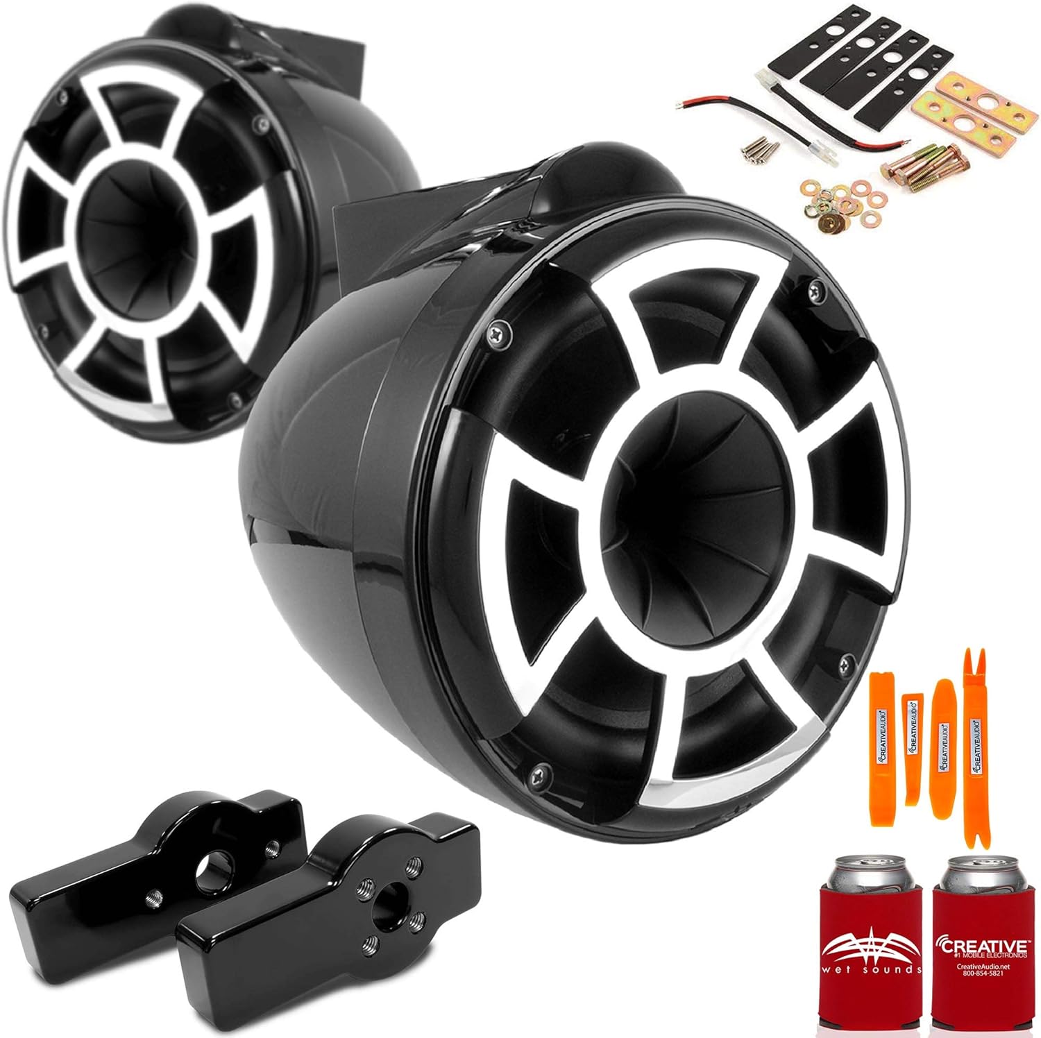 Wet Sounds for Centurion Maximus - REV8 8" Black Tower Speakers & Centurion Maximus Tower Adapters