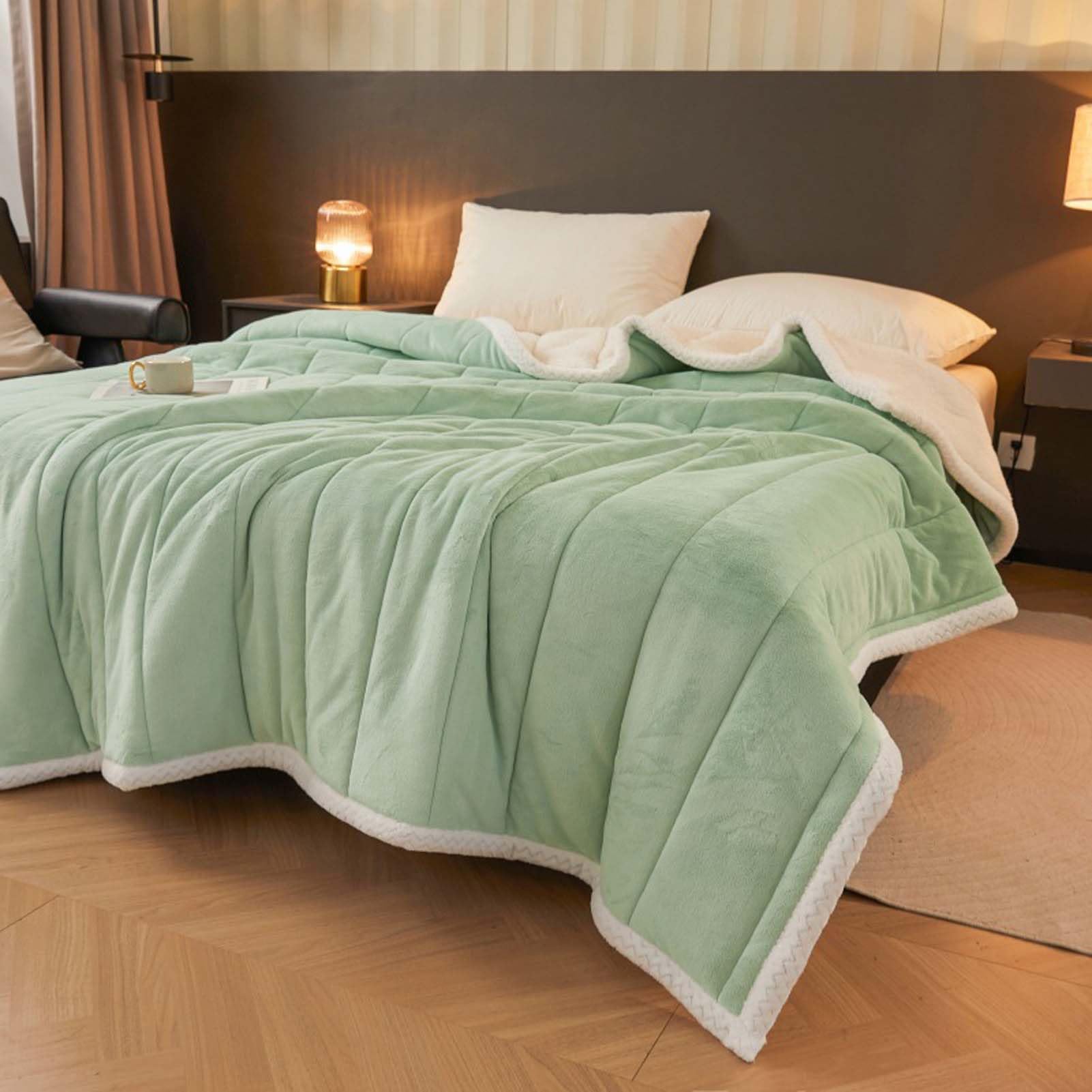 Manta Sherpa Franela Reversible Suave, Manta de Lana de Cordero Transpirable Invierno, Cálida y Mullida Manta Cama, Manta Polar Gruesa, Fácil de Limpiar, para Sofás Dormitorio