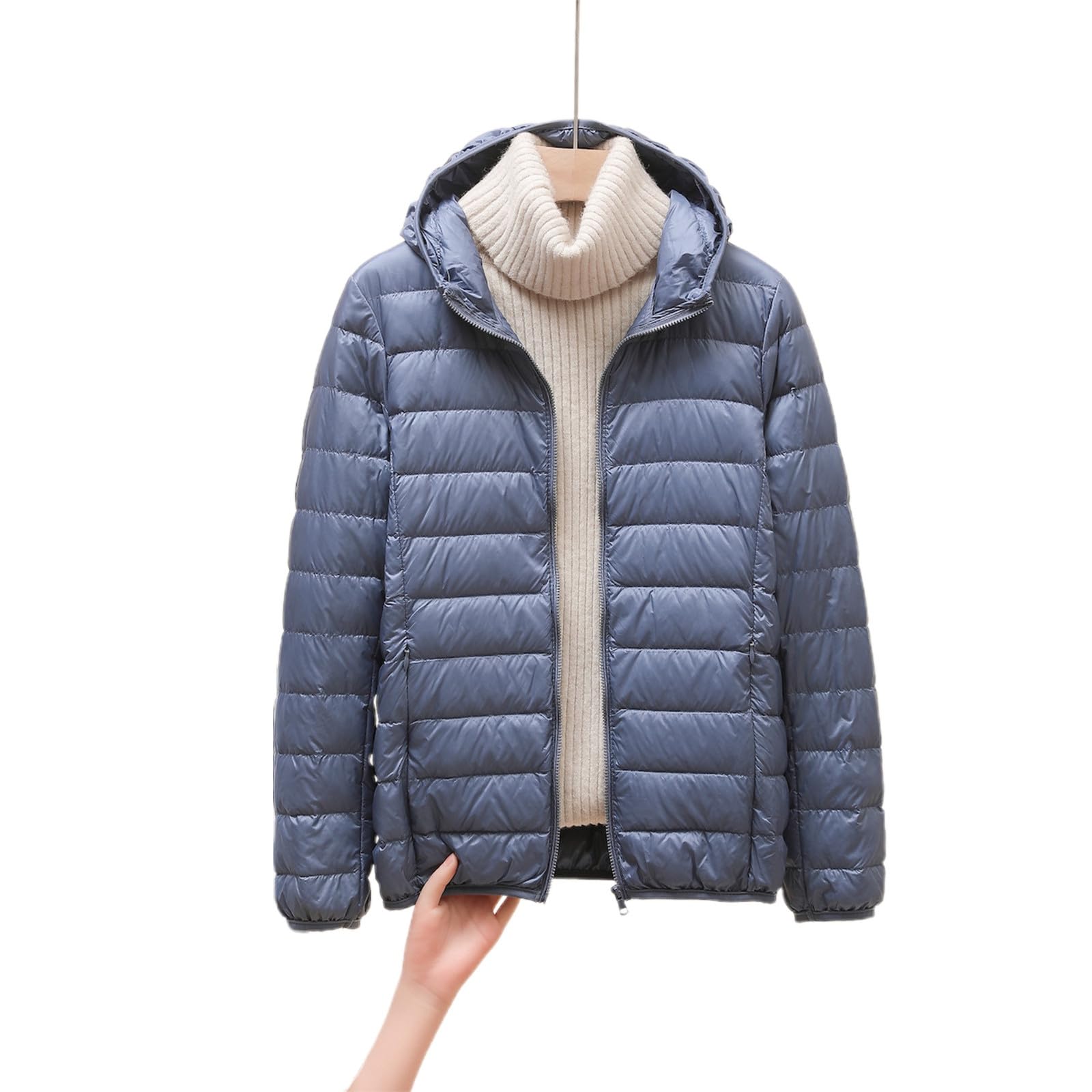 Generisch Giacca corta leggera e calda con piumino invernale da donna, alla moda, in stile casual per tutti i giorni