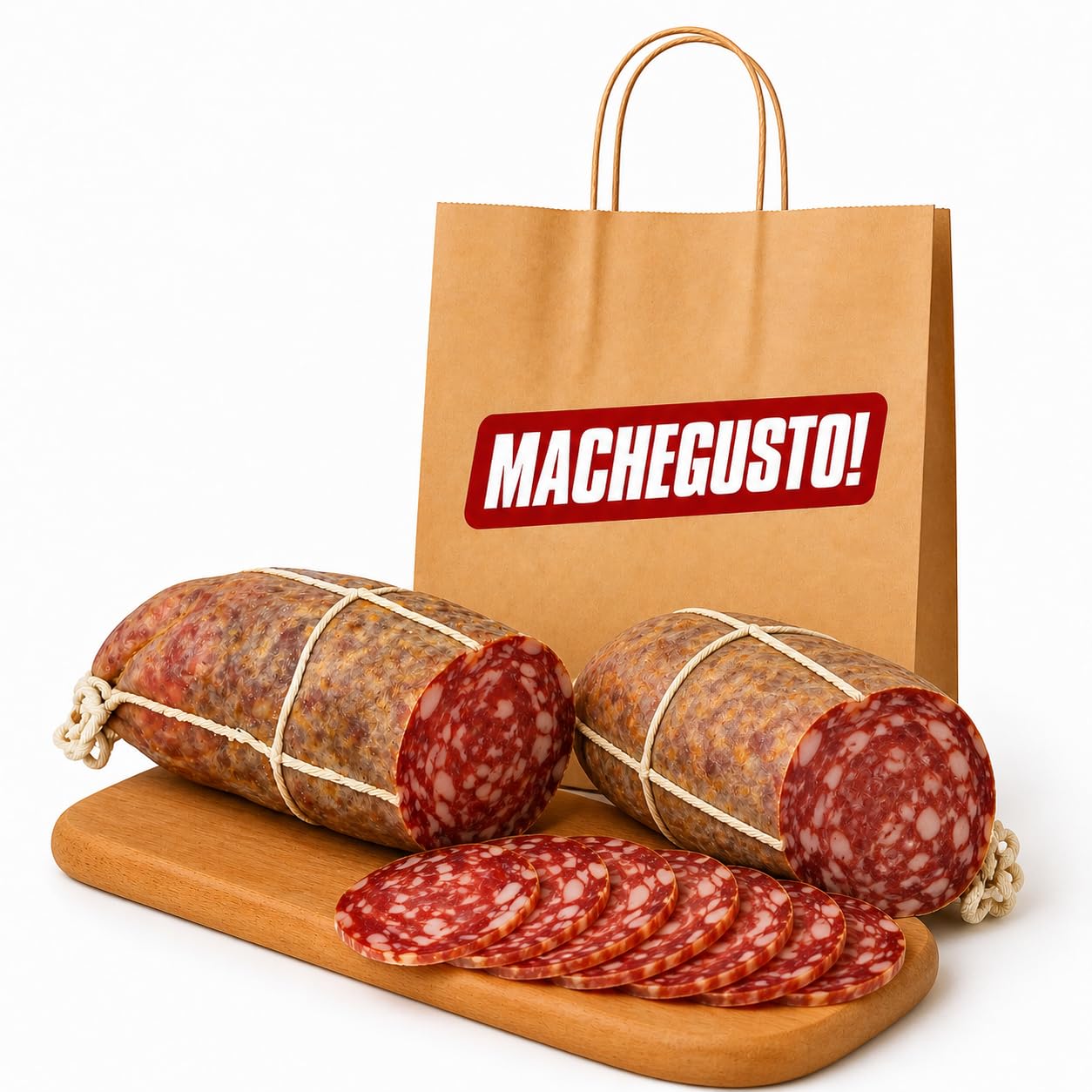 Machegusto!® - 2 x 290g Soppressata Classique – Charcuterie Italienne Affinée de Porc Sélectionné | Goût Intense et Traditionnel | Idéale pour Plateaux, Apéritifs et Sandwichs | Artisanal 2 x 290g