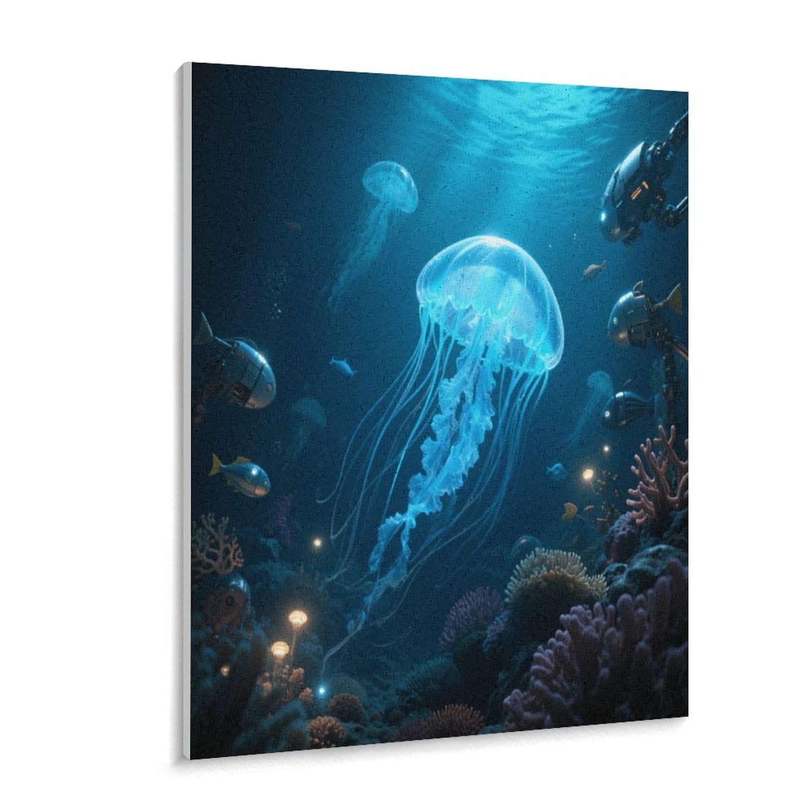 KOAYUBFC Deep Sea World Malen nach Zahlen Kit für Erwachsene Anfänger Erwachsene Malen nach Zahlen Kits auf Leinwand DIY Acryl Ölfarben Malerei mit Pinseln als Geschenk Home Wall Decor