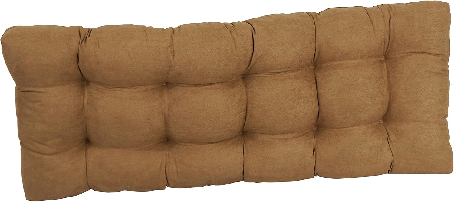 Blazing Needles Microsuede Tufted Bench Cushion, 51" x 19", Saddle Brown 1 Count