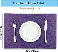 Vista 3 de Weabetfu Cloth Placemats Set of 6 Heat Resistant Dining Table Placemmats Cotton Linen Machine Washable Kitchen Table Mats Wrinkle Free Thick Fabric