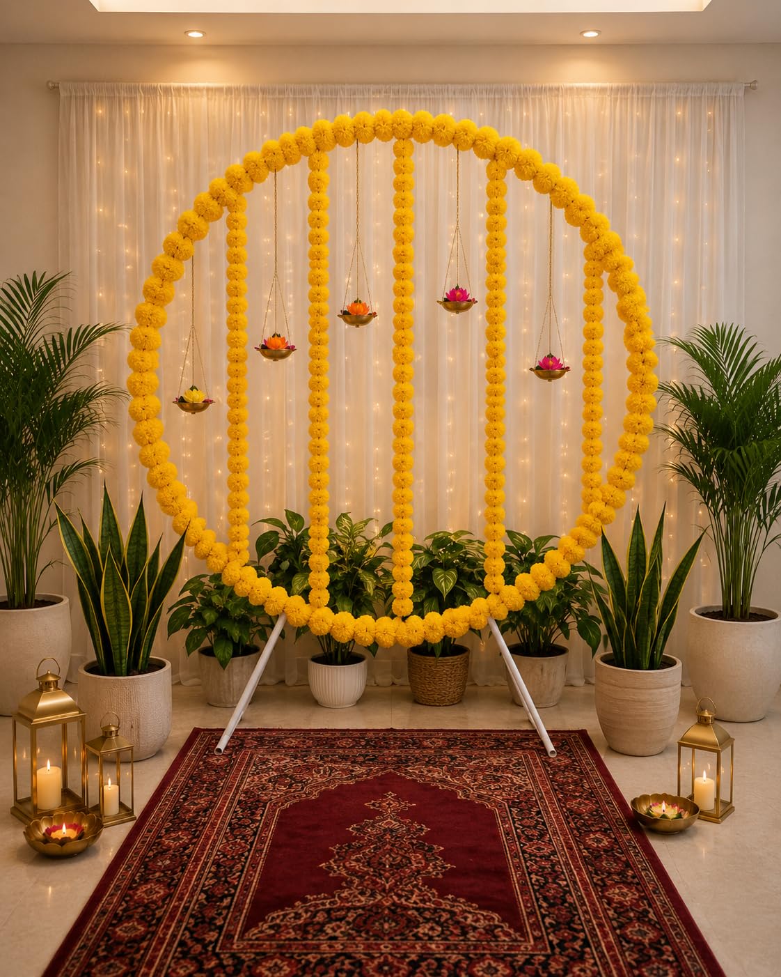 Round Balloon Decoration Stand for Ceremony, Birthday, Decoration Arch Stand Circle Balloon Arch Frame White Round Balloon Backdrop Frame Height(6feet) Width(5 feet) Strong PVC (Plastic)-picture-20