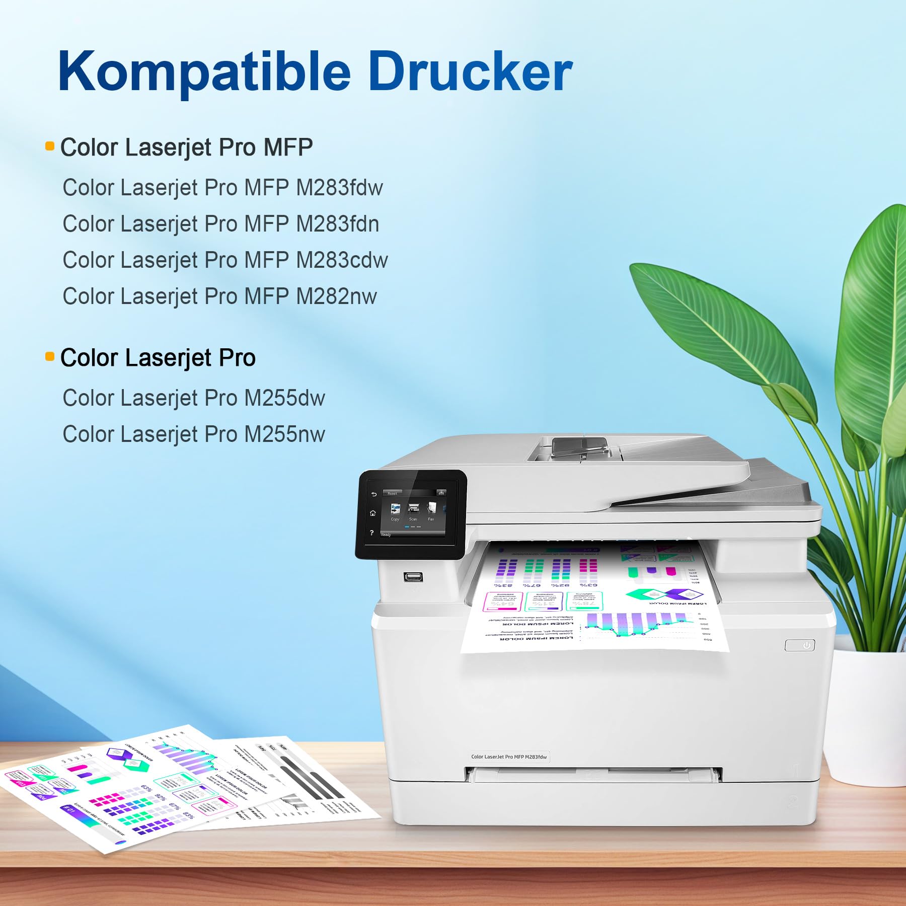 207A 207X Kompatibel für HP 207A 207X Toner Color LaserJet Pro MFP M283fdw | Kompatibel für HP Color LaserJet Pro MFP M283fdw Toner M283fdn M283cdw M282nw M255dw M255nw 4-Pack, mit Chip