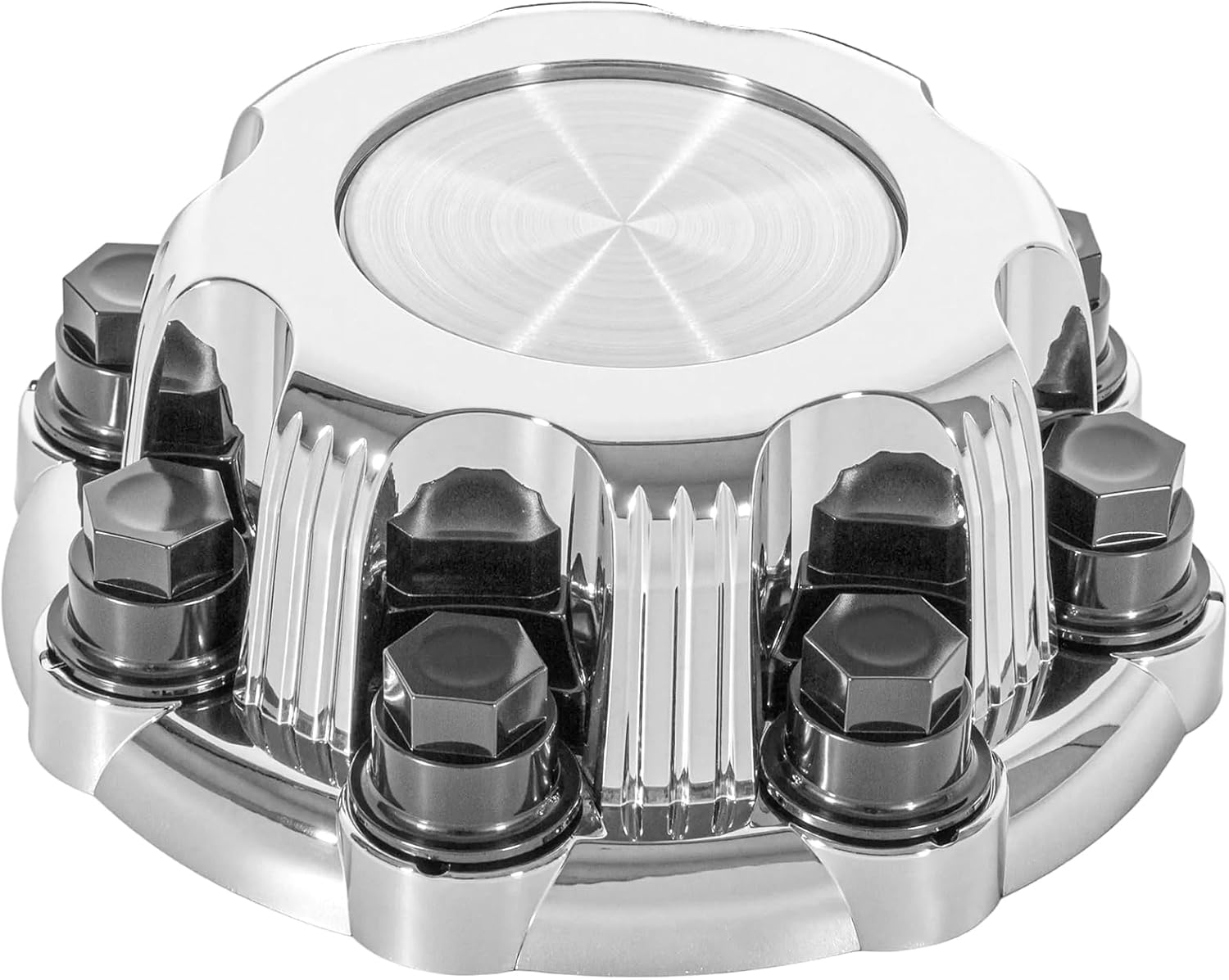 Chrome Wheel 8 Lug Chevy Center Caps Compatible with Select 16 Inch Van & Truck Rim Wheels - Replacement 15039489, 15039488, 9597169, 9597170 Rim Hub Cover, Set of 4, Silver