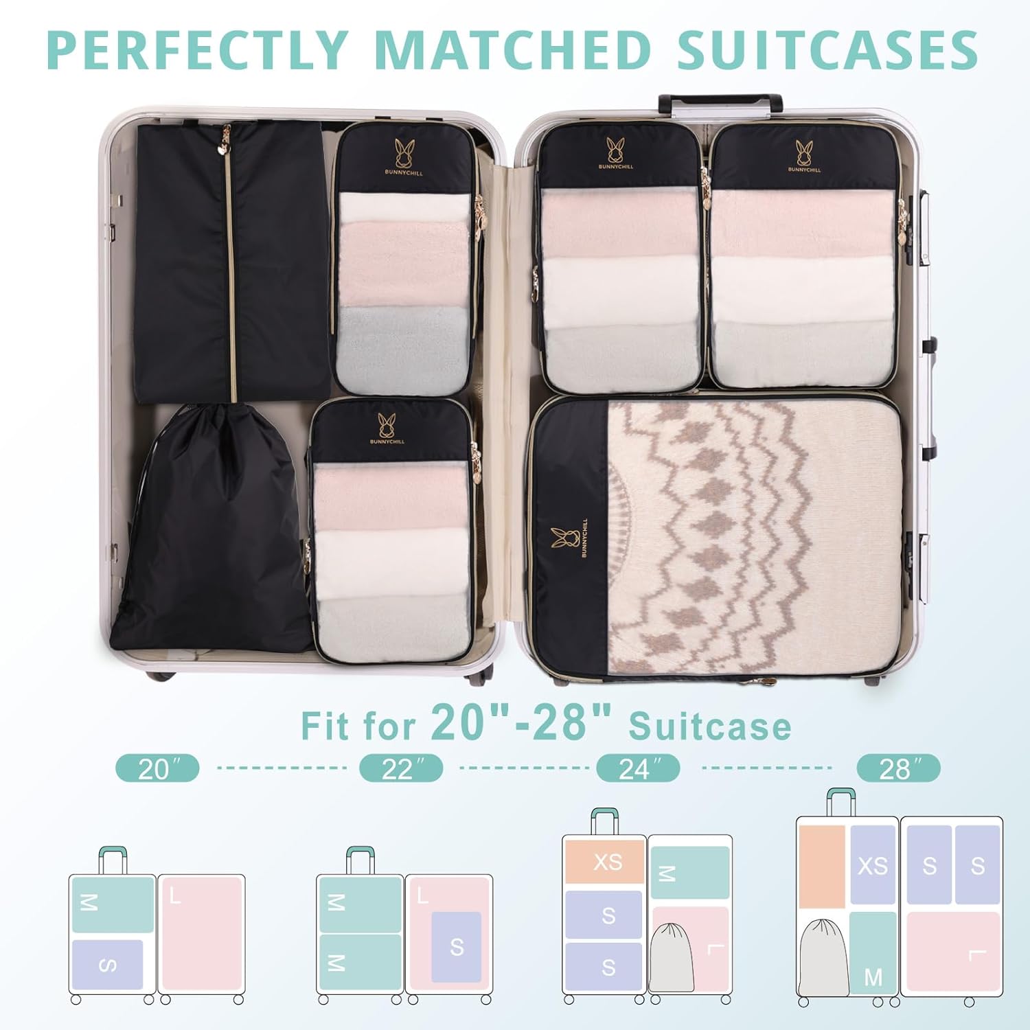 See Through Expandable Compression Packing Cubes, Mesh Travel Packing Cubes for Suitcases, Lightweight Organizers Bag Set for Travel Essentials for Luggage - Image 6