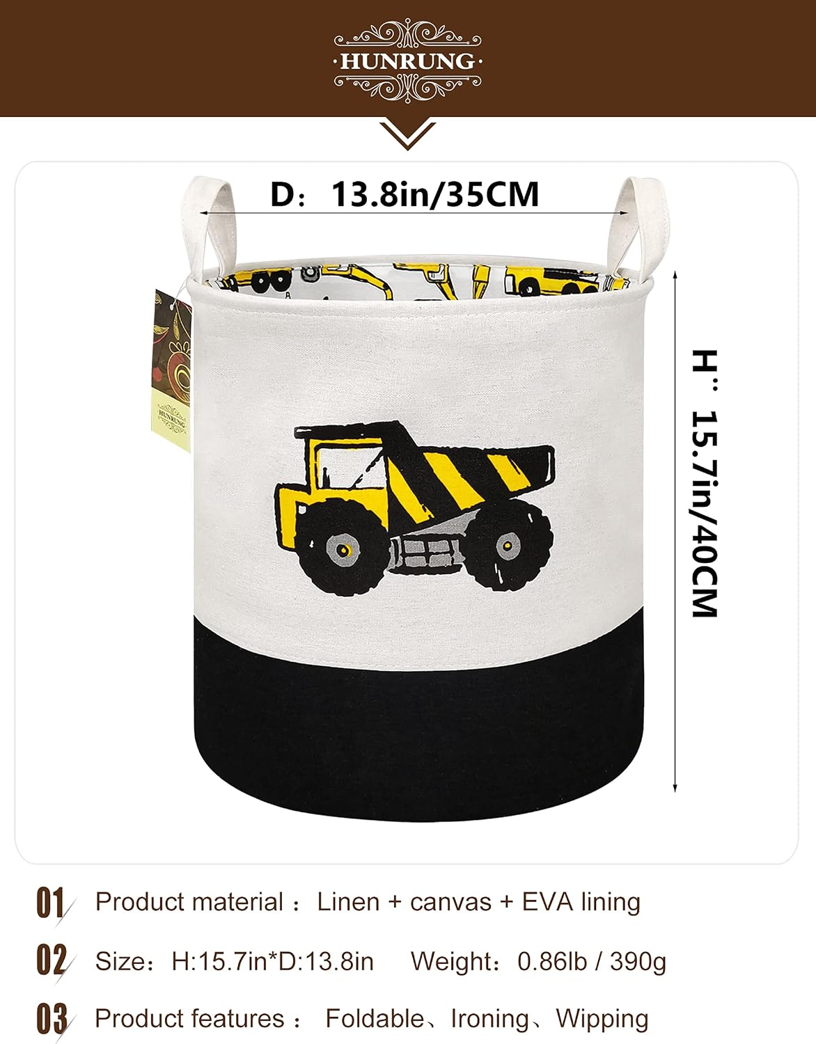 Large Laundry Hamper,Cartoon Organizer Bin for Children Nursery,Toys,Laundry,Children Clothing,Gift Baskets(Engineering)