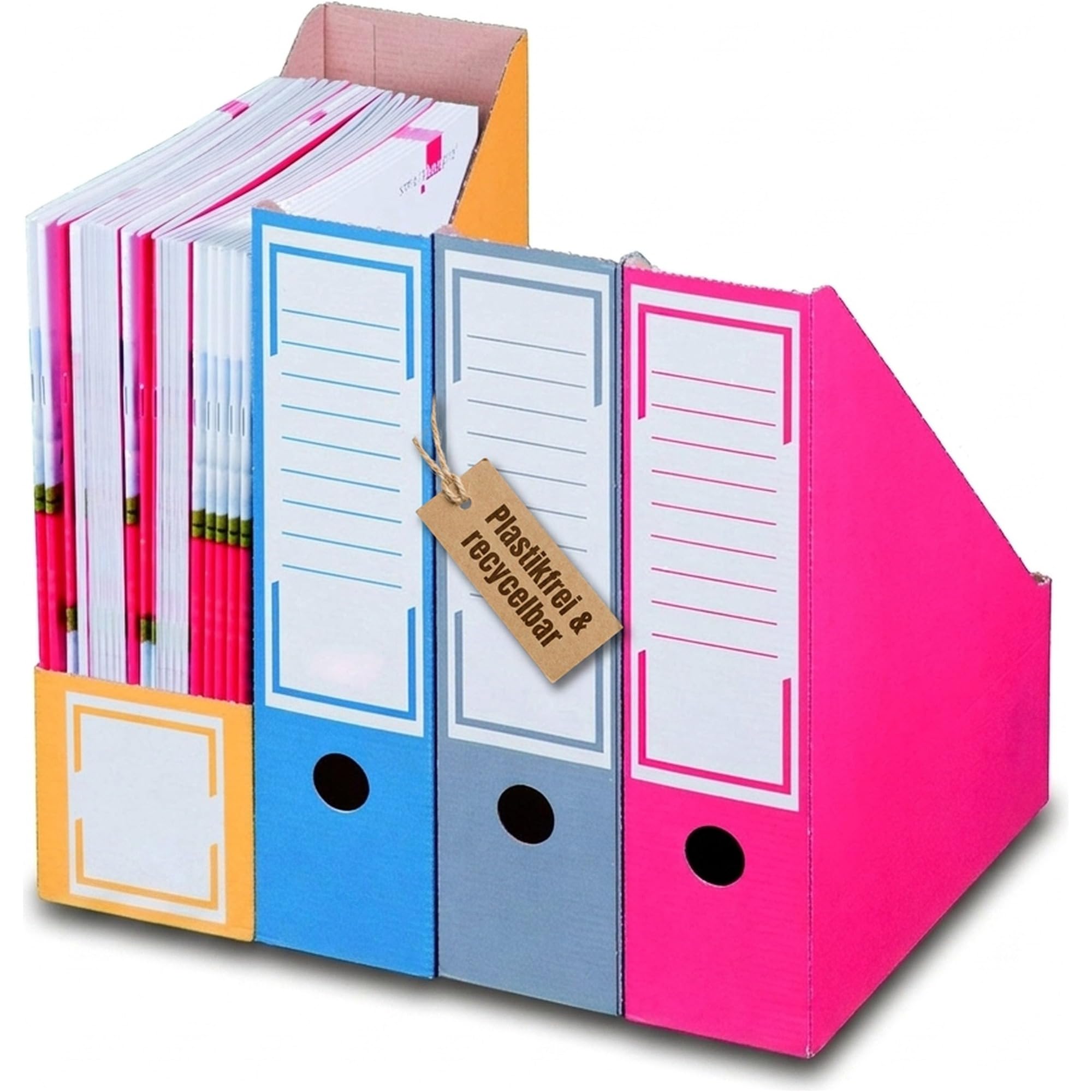 KK Verpackungen Stehsammler Wellpappe 100mm Rückenbreite | 2240 Stück, A4 Überformat 262x100x320mm | Stehordner mit Griffloch & Beschriftungsfeld | Zeitschriftensammler Rot | Archivsammler