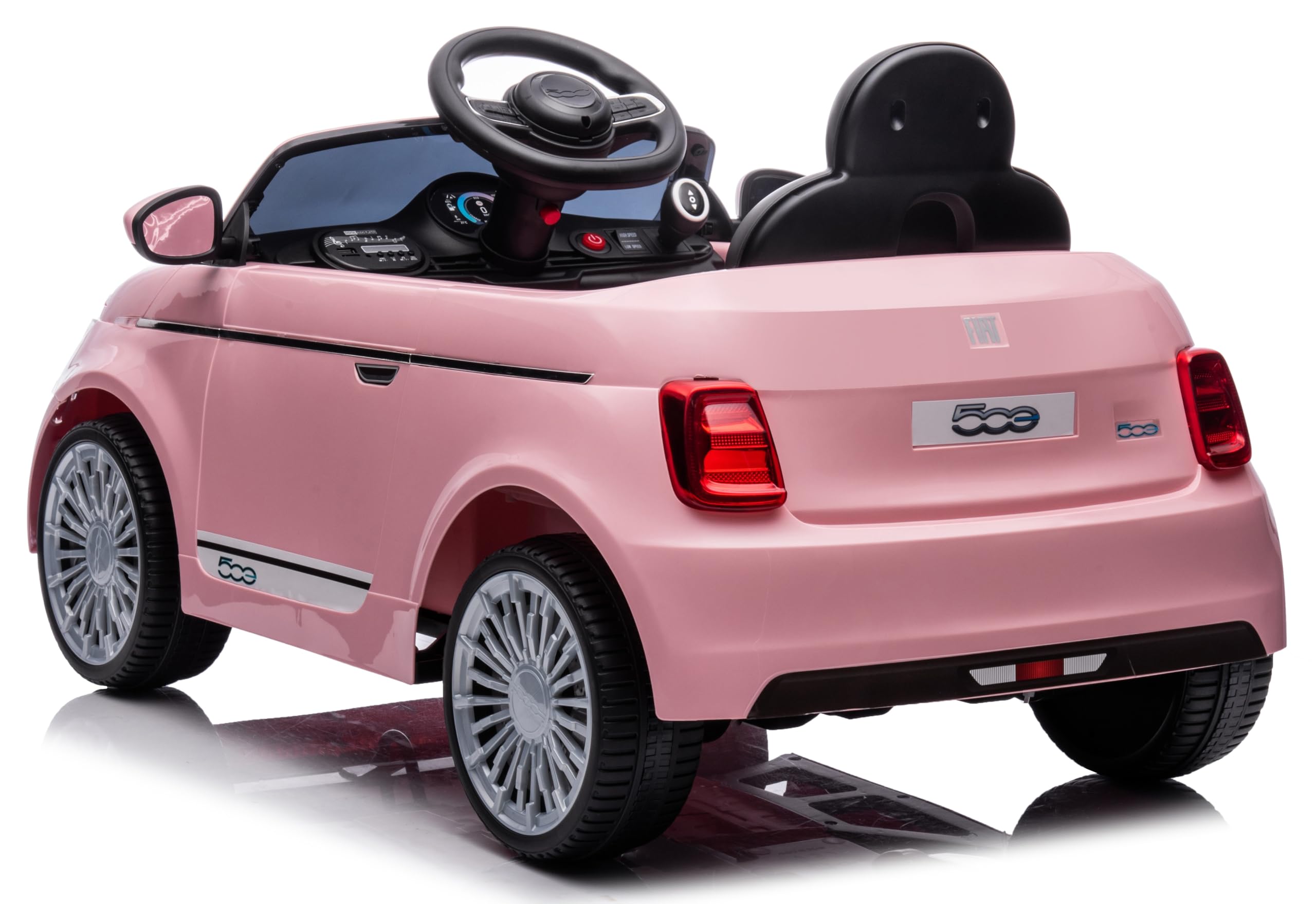 Macchina Elettrica per Bambini 12V Fiat 500 Auto Giocattolo Full Optional con Telecomando Parentale Soft Start e Cintura di Sicurezza (Rosa)