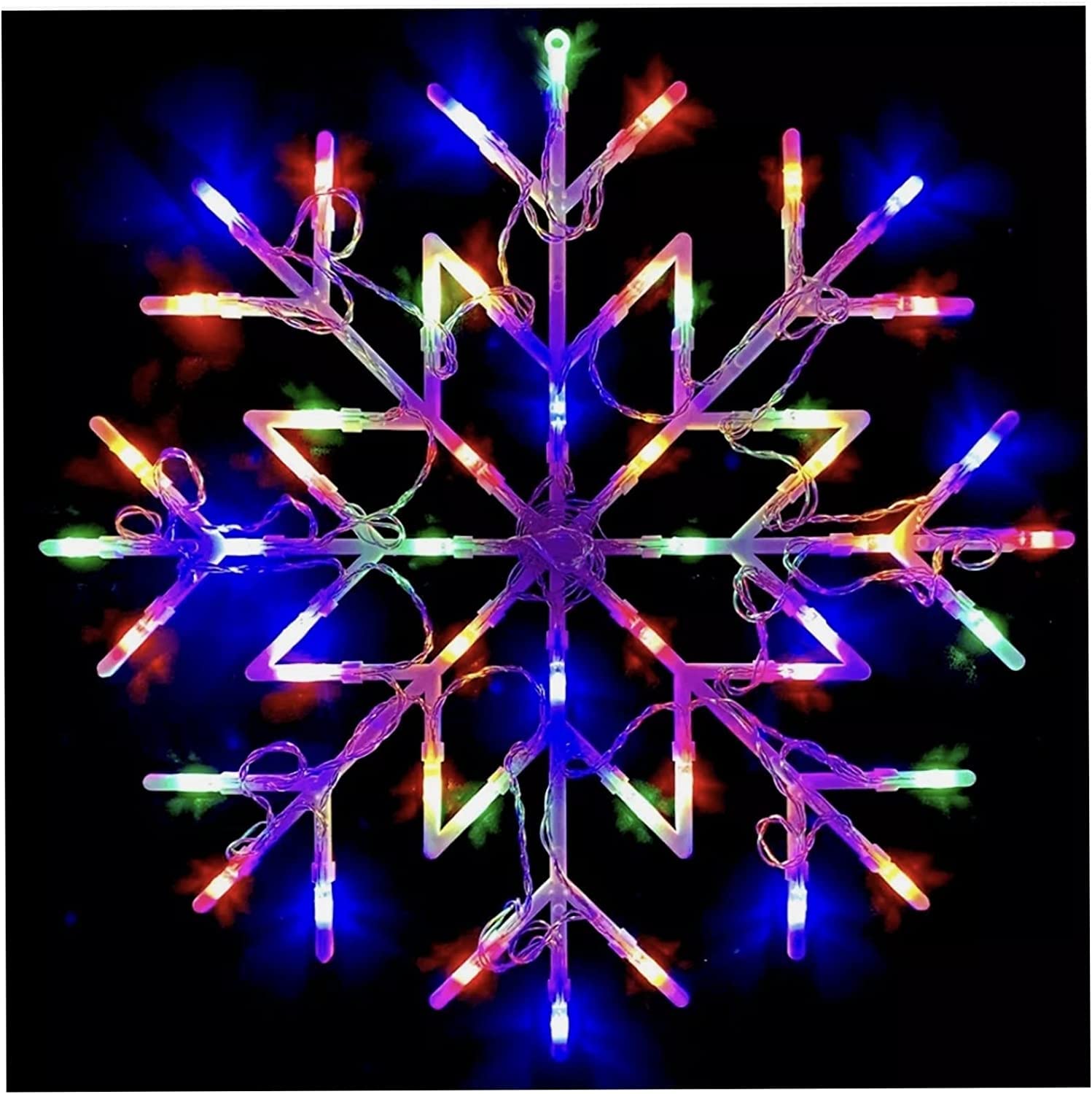 ADEPTNA 50 LED Snowflake Christmas Light - Flashing Silhouette Home Window Xmas Festive Party Decoration Lights Home Office Indoor (Multi Colour)