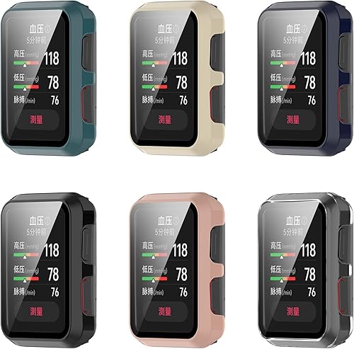 Chofit Funda rígida de policarbonato con protector de pantalla de vidrio templado compatible con Huawei Watch D, funda protectora general compatible