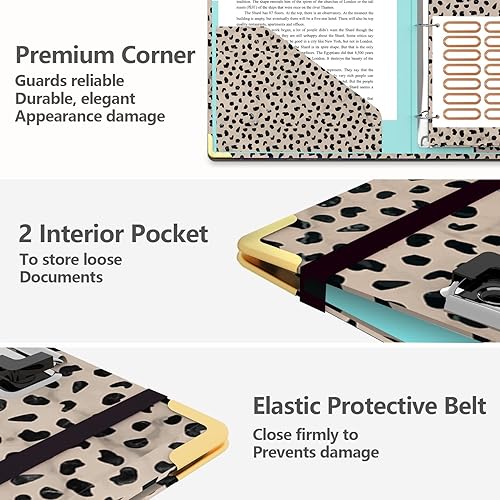 Miniatura 4 de Carpeta de 3 anillos de 1 pulgada 2 bolsillos interiores 5 divisores de pestañas portapapeles de perfil bajo con almacenamiento bonita carpeta y