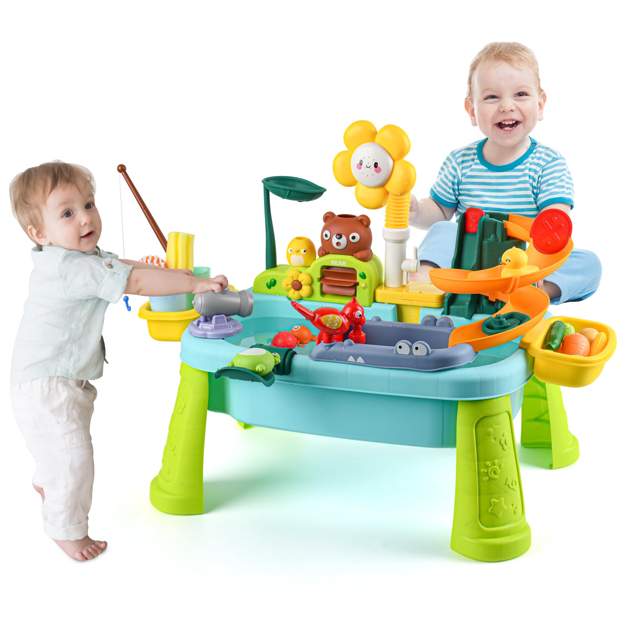 DFDKDJDU 2026 Upgraded Water Table for Toddlers 1-3, Water Table for Kids Ages 4-8 with Pump, Play Sink with Running Water, Kitchen Sink for Toddlers,