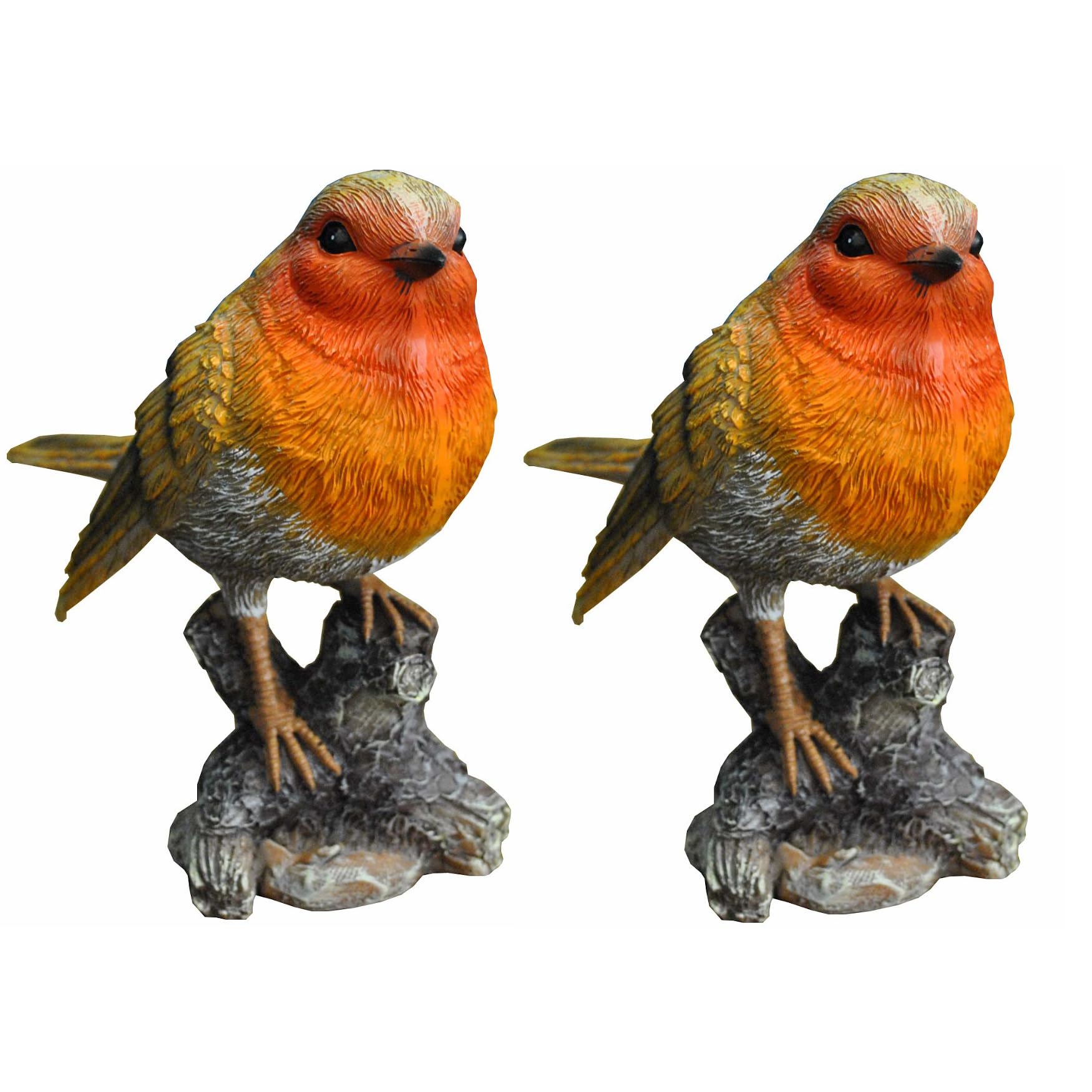Selections Red Robin On A Tree Stump Resin Garden Ornament - Pack Of 2