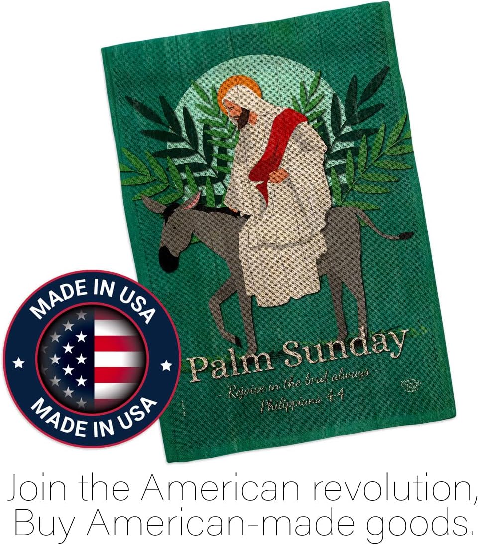 Rejoice Palm Sunday Burlap House Flag Religious Faith Hope Grace Peace Dove Christian Religion Easter Decoration Banner Small Garden Yard Gift Double-Sided, Made in USA