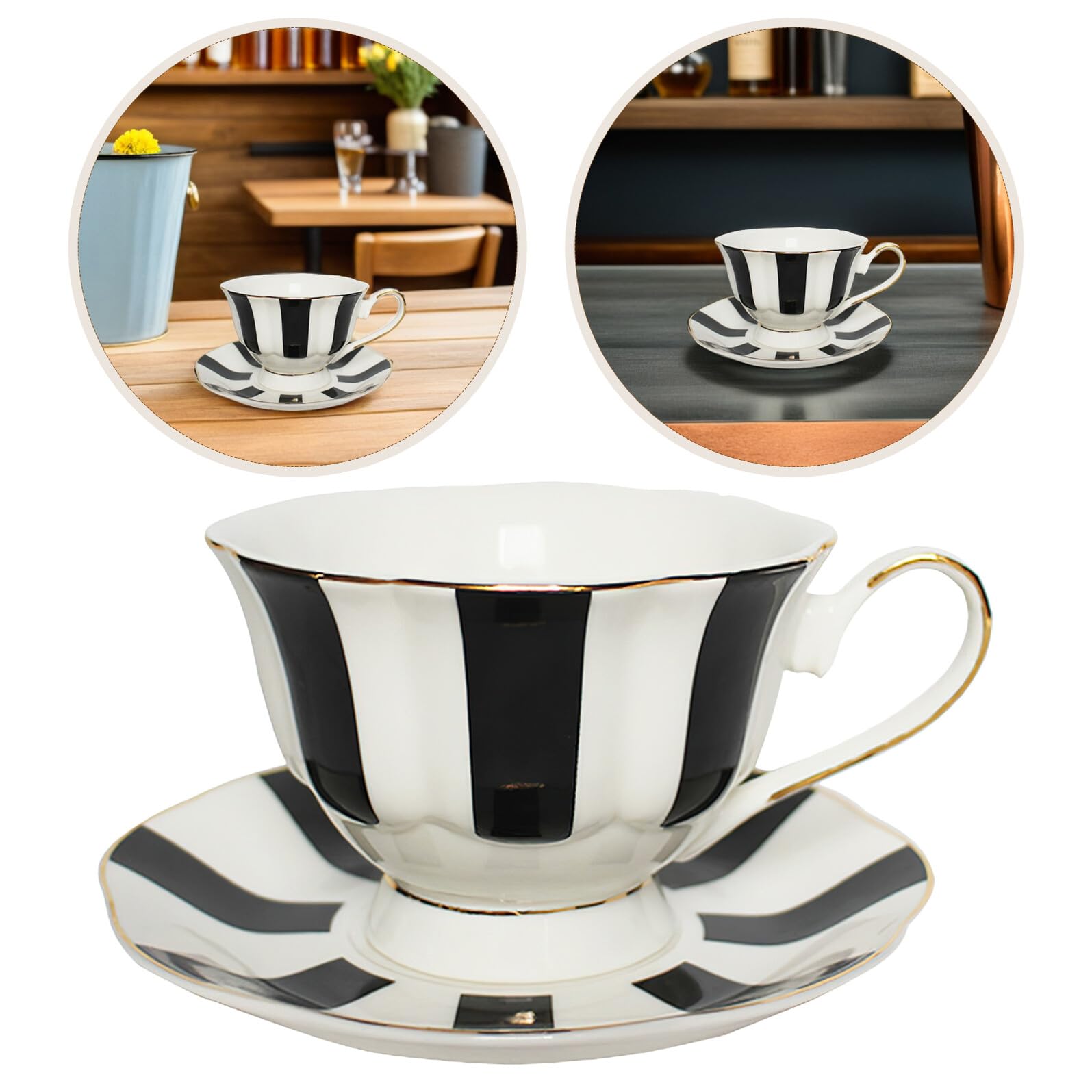 Hemoton Kaffeetasse und Untertasse Set Royal Style Elegant Feine Porzellan Tasse Espressotasse für Spezialität Kaffee Getränke Latte Cafe Mokka Tee Schwarz