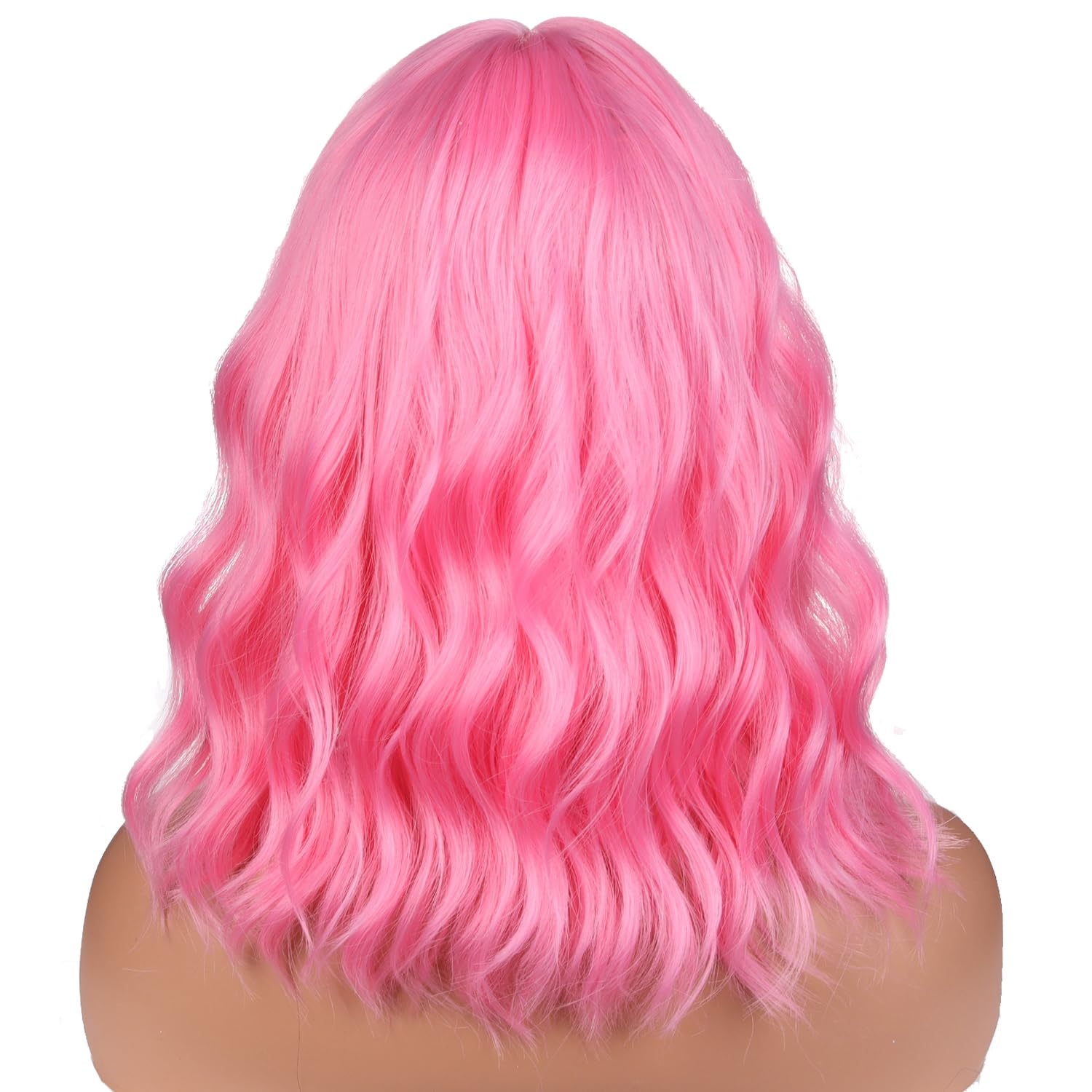 14”Pink Blonde LaceFront Short Bob Wavy Wigs Amazon.com: NAYOO Short Pink Wig with Bangs, 14 Inch Pink  main image 2