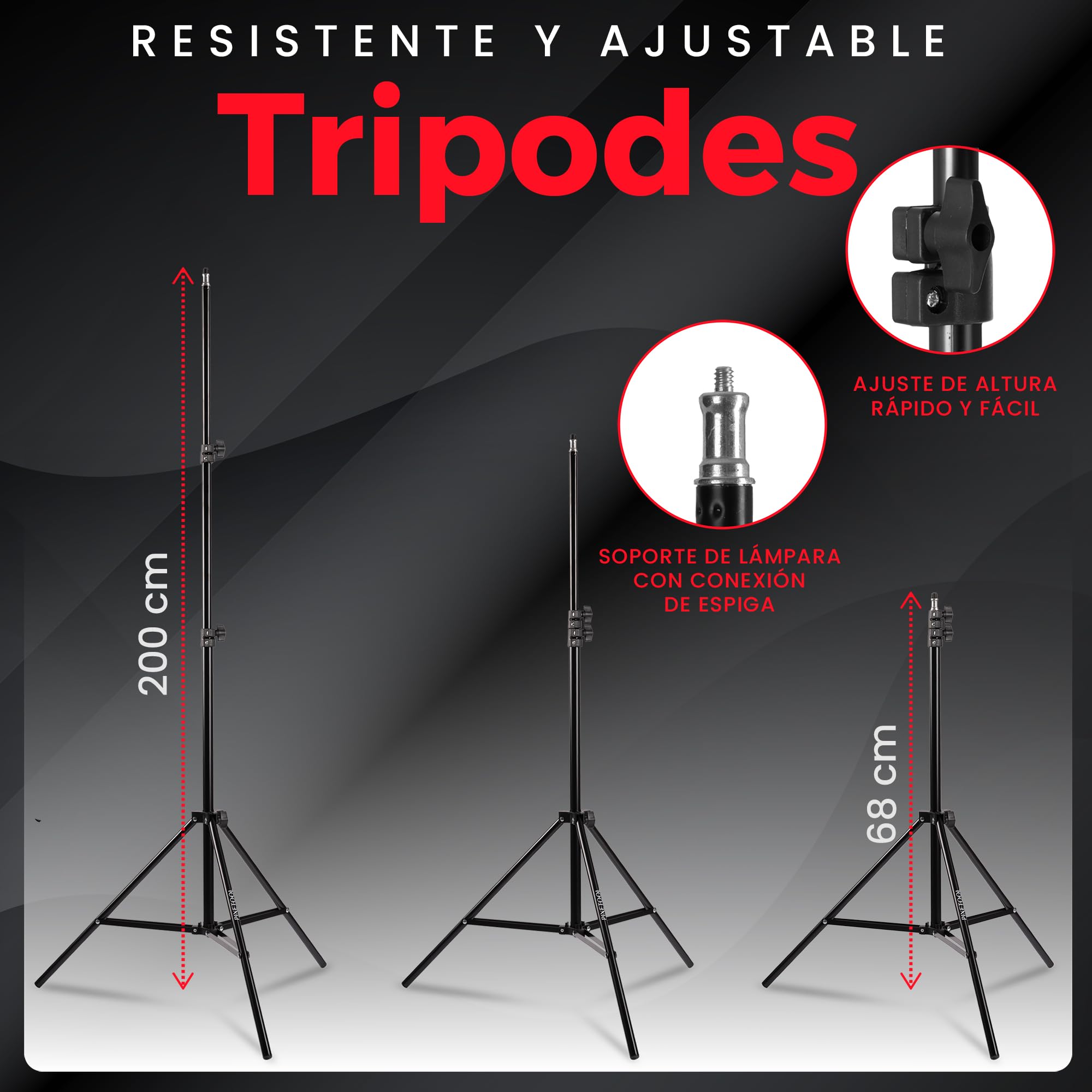 Set Softbox per Studio Fotografico - 2 Softbox 70x50 cm, 2 Luci a LED 4800 Lumen 3000-6000K - Luce Fotografica - Kit di Illuminazione – Lampada Fotografica