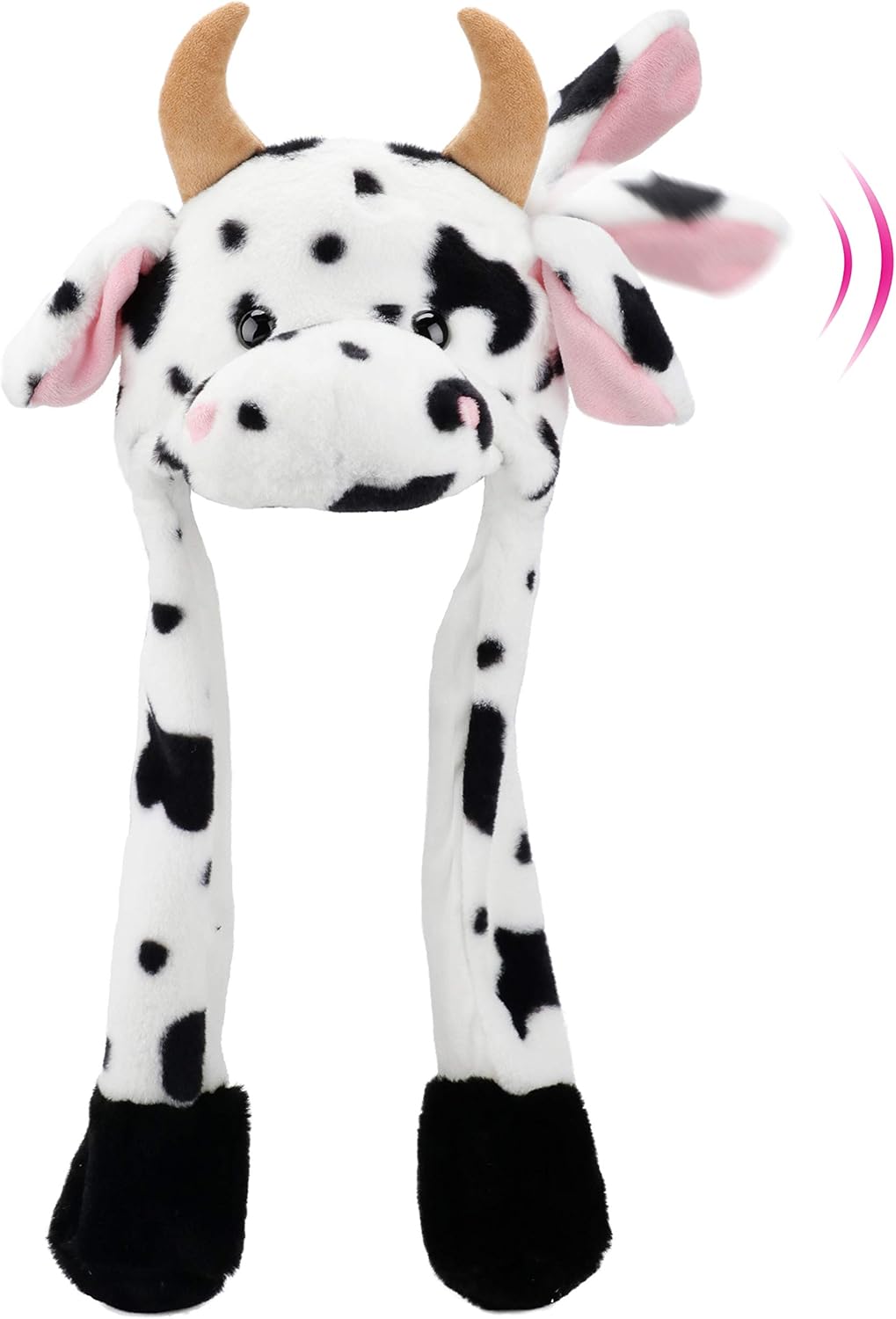 Bubblepompom Animal Hat with Ears Moving Jumping Pop Up Beating Hat Plush Holiday Cosplay Dress Up Funny Gift for Kids