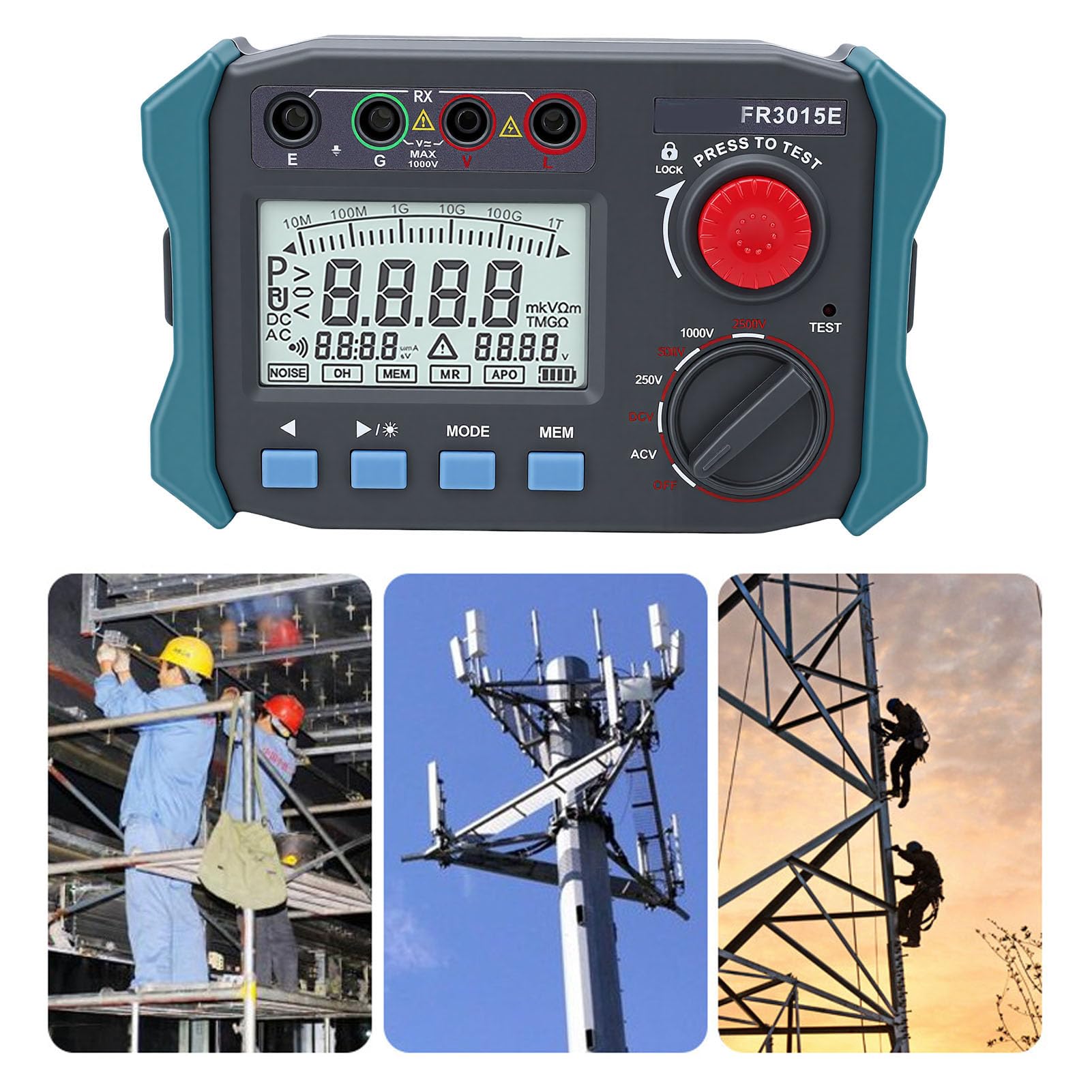 ASHATA Miernik Rezystancji Izolacji Niezawodny Tester 2500 V z funkcją Przechowywania Danych do Testów Elektrycznych 175x112x53mm