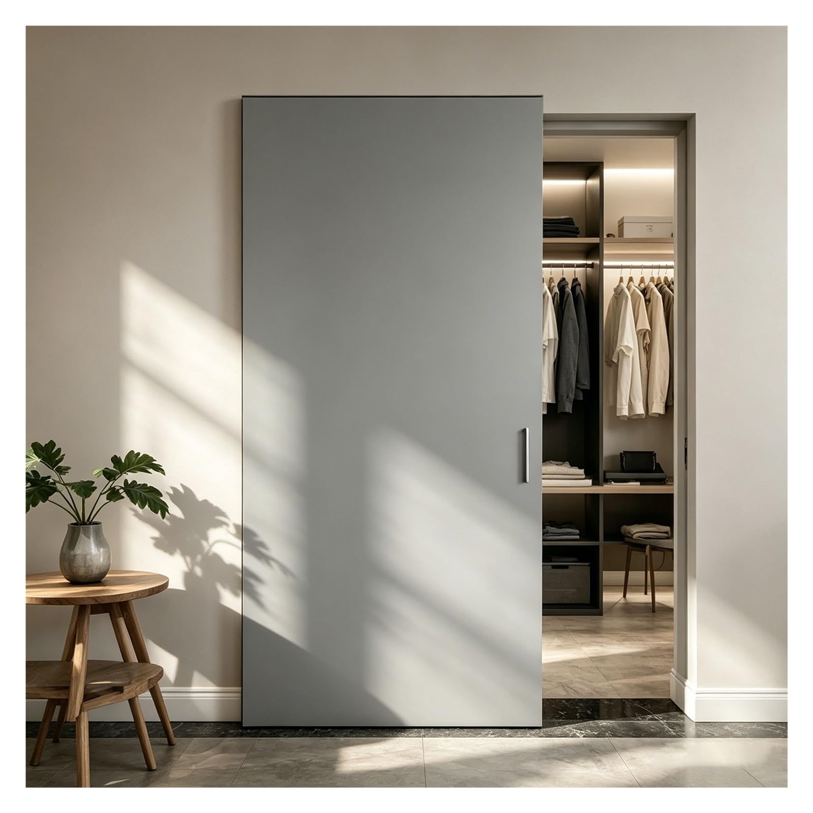 Sliding-Door-Hardware Concealed Sliding Door Hardware for Closet 32 36 40 48in, Invisible Door Tracks Trackless Floating System, Hidden Barn Door Rail with Soft Close Buffer(63in/160.0cm)