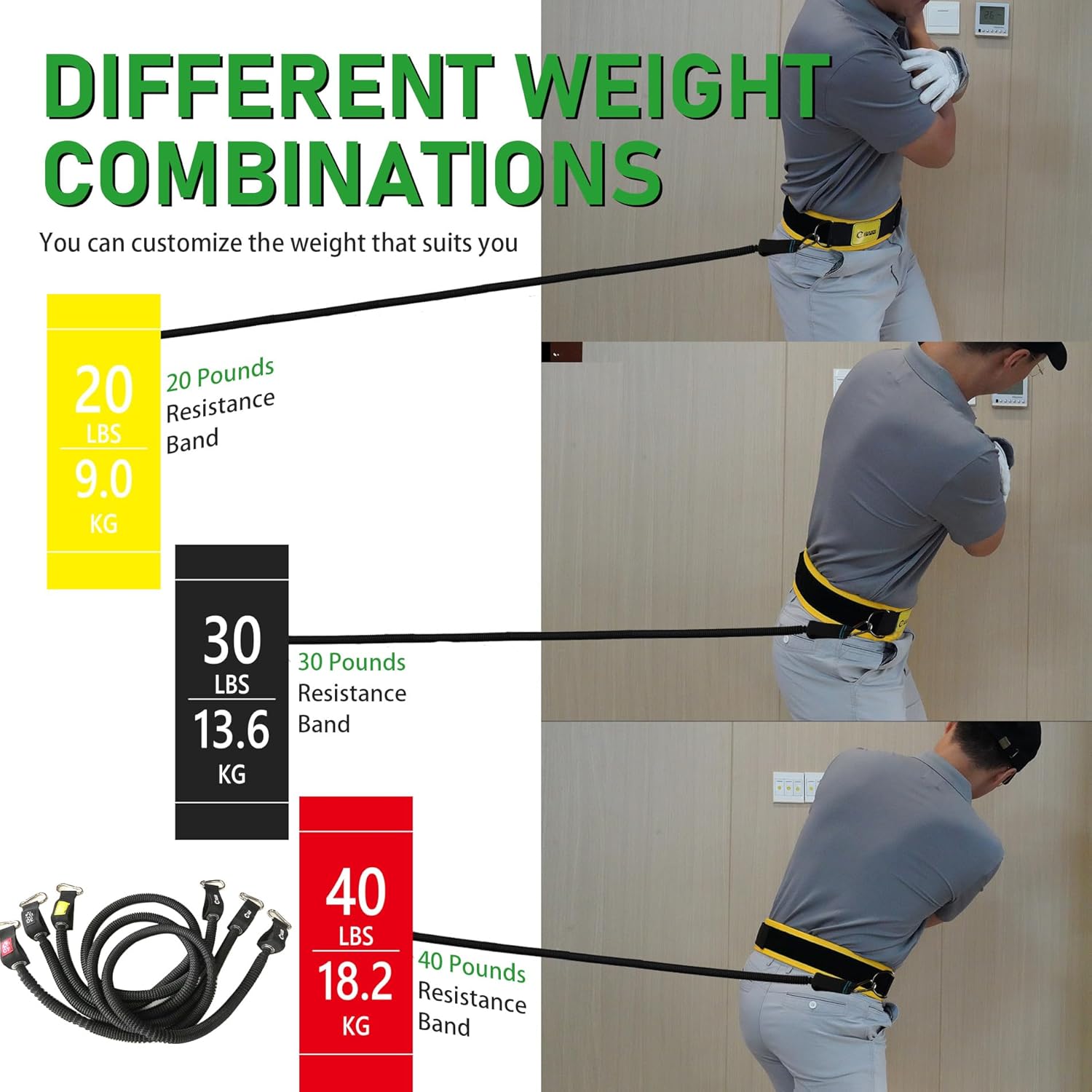 GAIARENA Golf Core Strength Trainer Swing Power Training Equipment, Golfing Exercise Resistance Bands Indoor Golf Fitness Equipment to Improve Speed Strength Flexibility Rotation Swing Posture