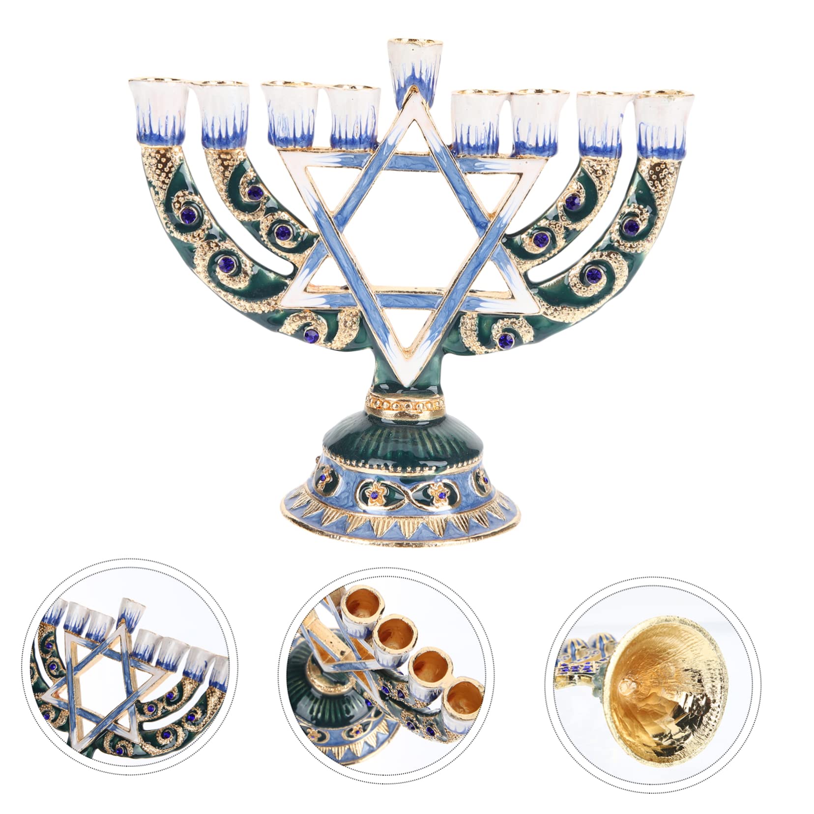 DOITOOL Candelabro Ebraico a 9 Rami in Lega Retro per Hanukkah Funzione Decorativa e Ornamento per Feste e