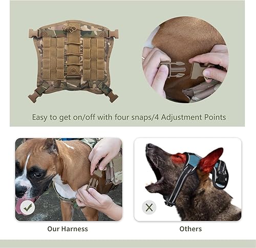 Miniatura 6 de Juego de arnés y correa para perro, correa táctica para perros pequeños, medianos y grandes, mango suave fácil de controlar, utilizado para
