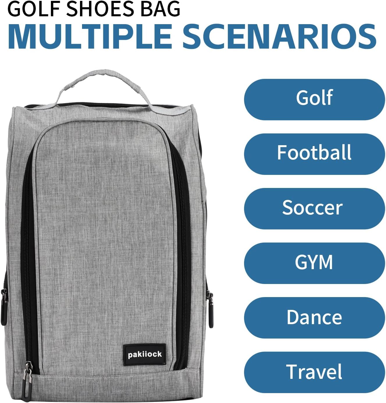 Golf Shoe Bag Zippered travel sport shoe bags With Mesh Ventilation, large back pocket and side pocket for men women - Image 6