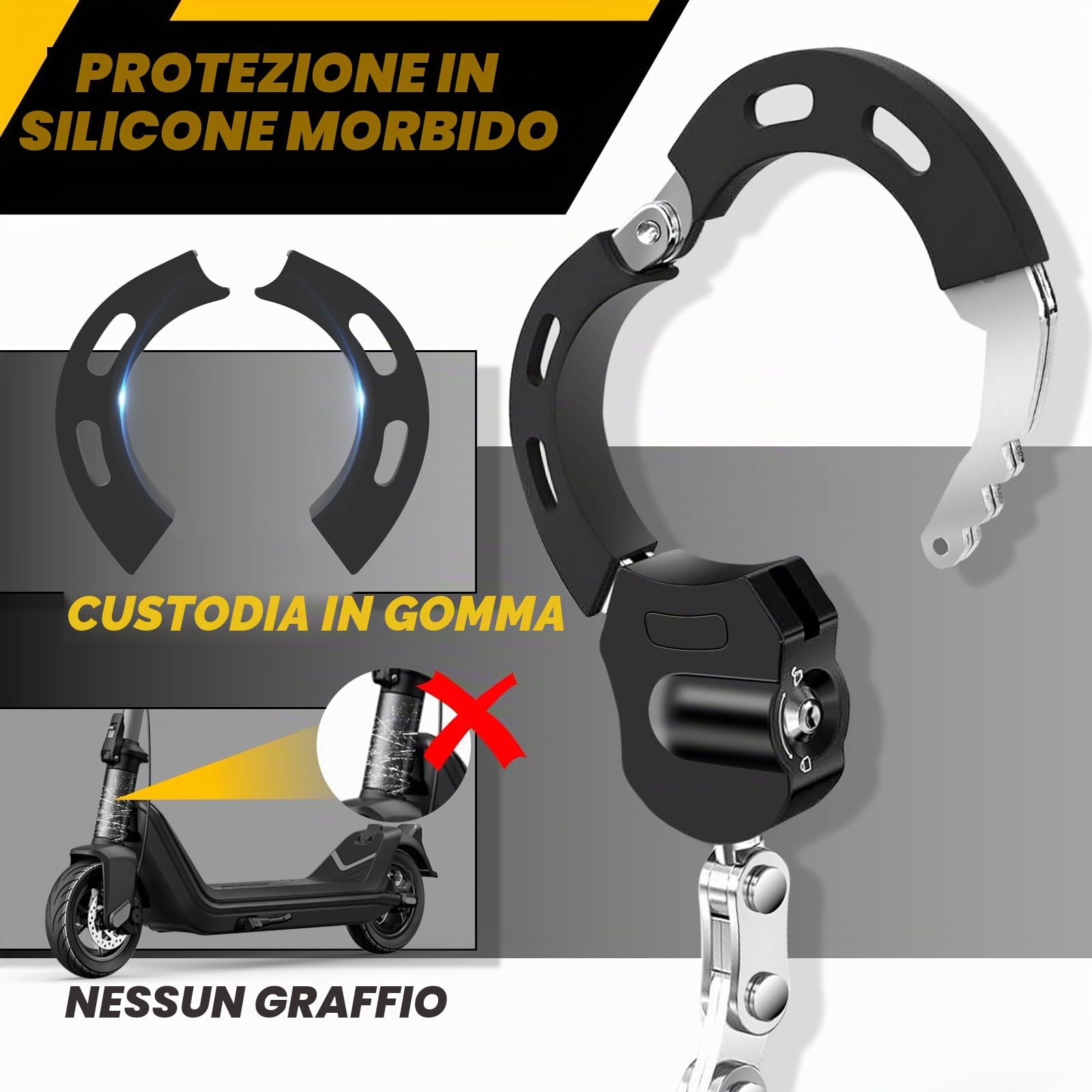 Lucchetto Monopattino Elettrico con Chiavii, Lucchetto Bici, Catena di Manette di Blocco, Accessori per Biciclette e Scooter Elettrici
