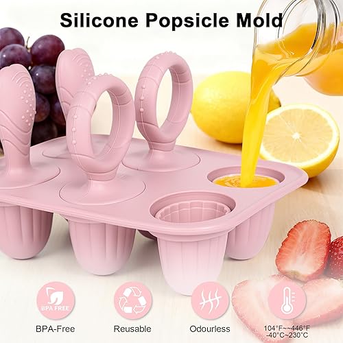 Miniatura 4 de Moldes de silicona para paletas de bebé con palitos, 6 cavidades mini moldes de paletas de leche materna para niños pequeños para dentición, molde