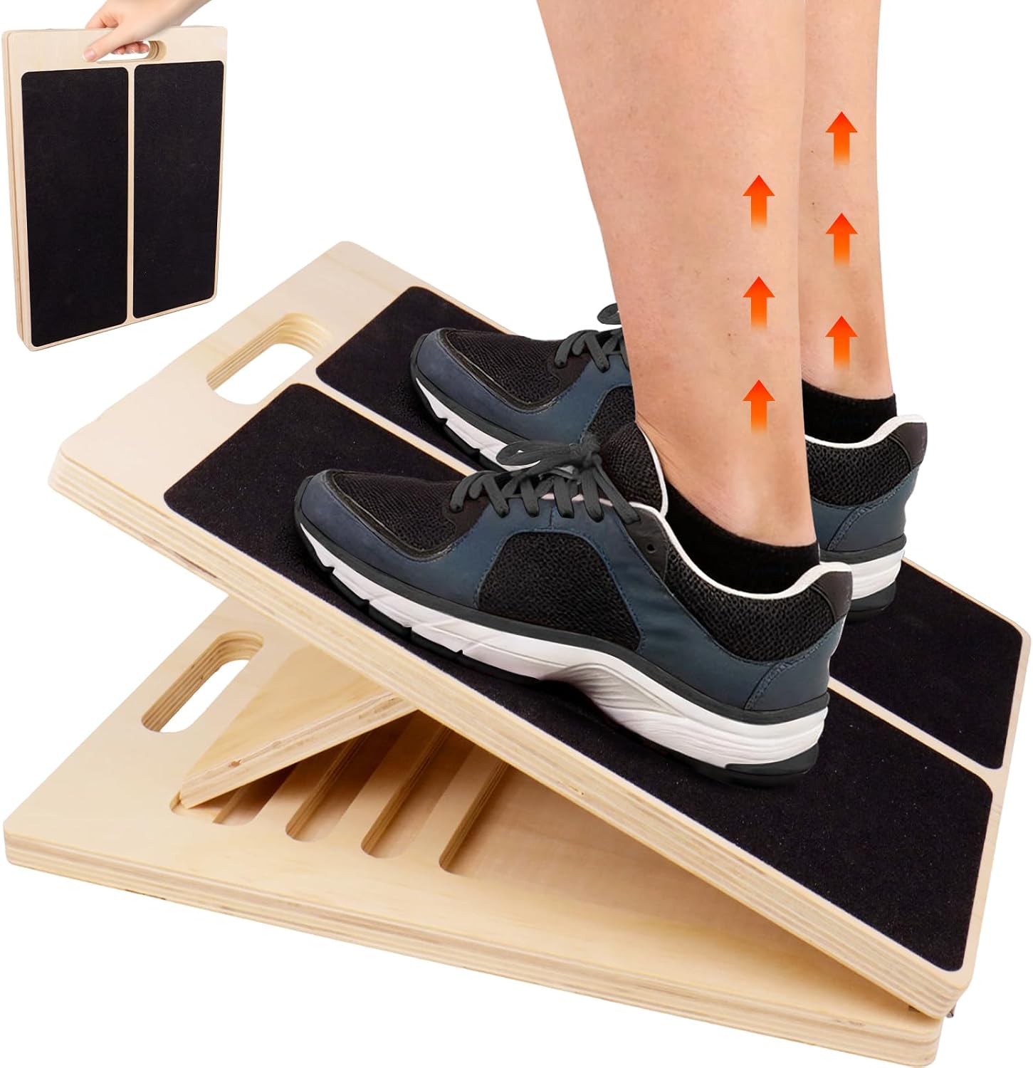 Wooden Slant Board,Adjustable Portable Calf Stretch & Mobility Board for Stretching, Squats, Ankle & Achilles   Non-Slip Incline Wedge for Home, Gym, Office Use