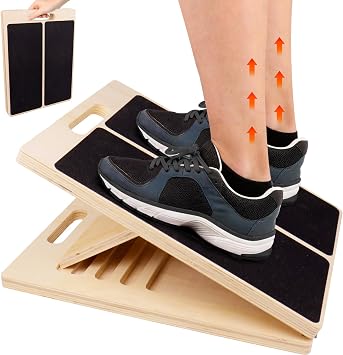 Wooden Slant Board,Adjustable Portable Calf Stretch & Mobility Board for Stretching, Squats, Ankle & Achilles   Non-Slip Incline Wedge for Home, Gym, Office Use