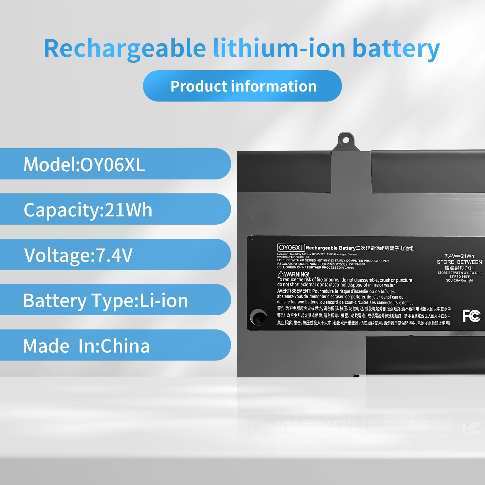 OY06XL HSTNN-DB6A HSTNN-UB7J L11421-542 HSTNN-IB8O L11421-1C HSTNN-LB8L Zamiennik baterii laptopa do HP Pavilion 14-CE 15-CS 15-DA 250 255 G7 Series Notebook (7,4 V 21Wh) )