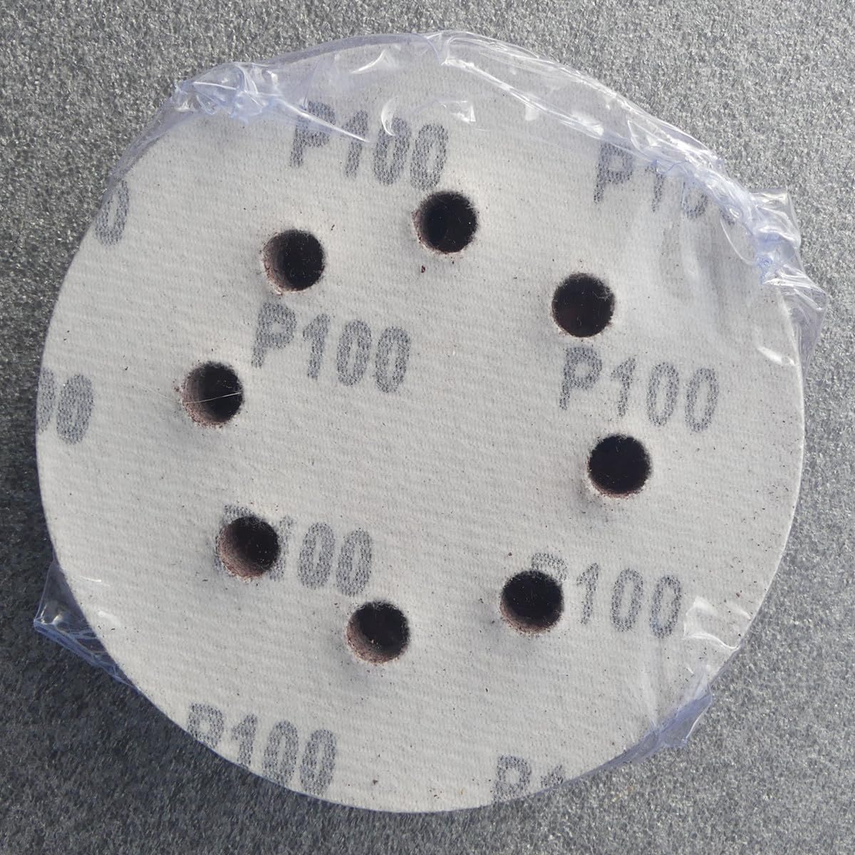 50 discos abrasivos de 125 mm de diámetro, con 8 orificios, grano P100, lijadora excéntrica de cuello largo, lijadora orbital de Bohrfux.